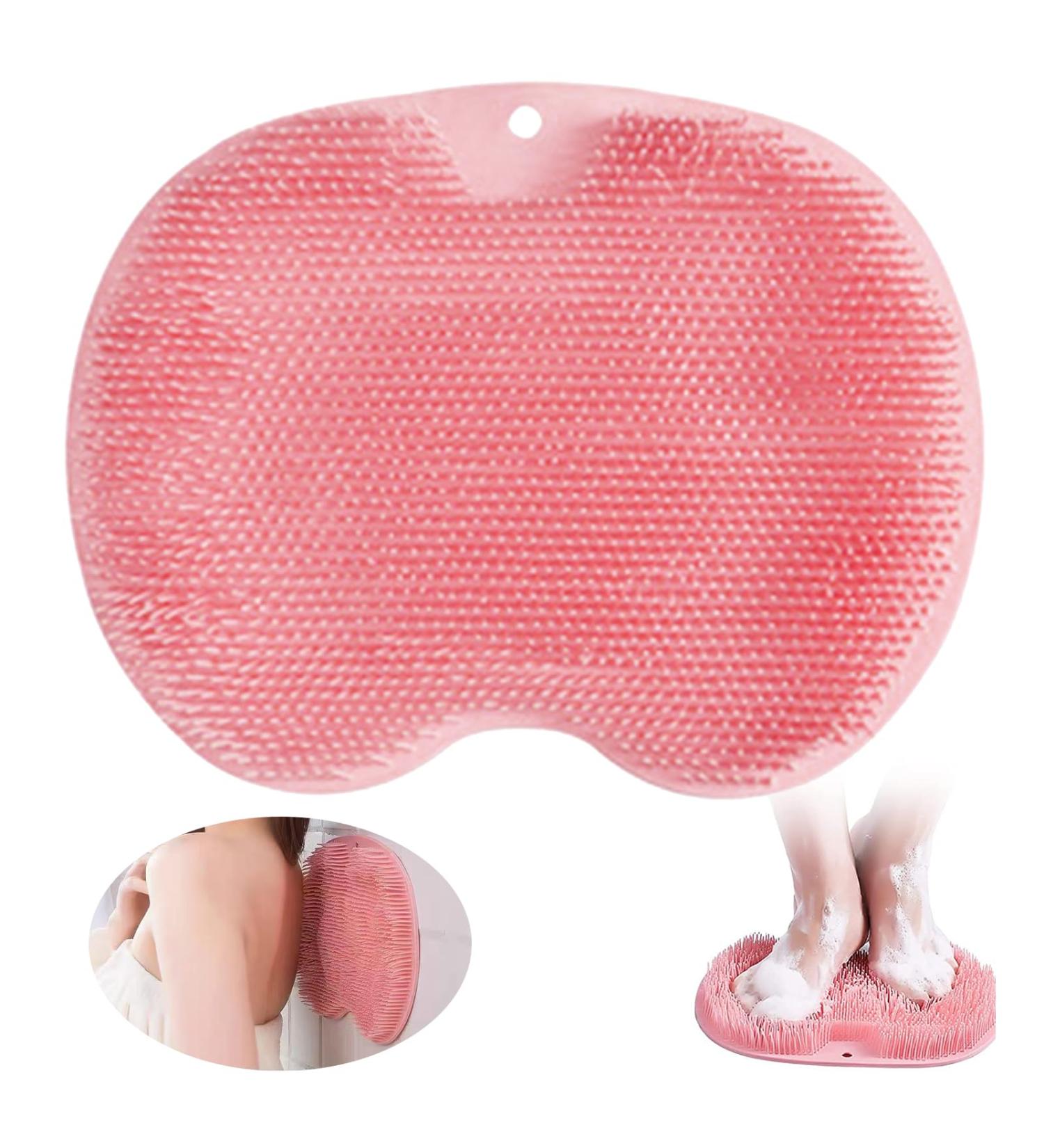 Slip-Proof Silicone Shower Foot Massager & Back Scrubber - Peeling Massage Device with Suction Cup (Red) - Buy Online on GoSupps.com