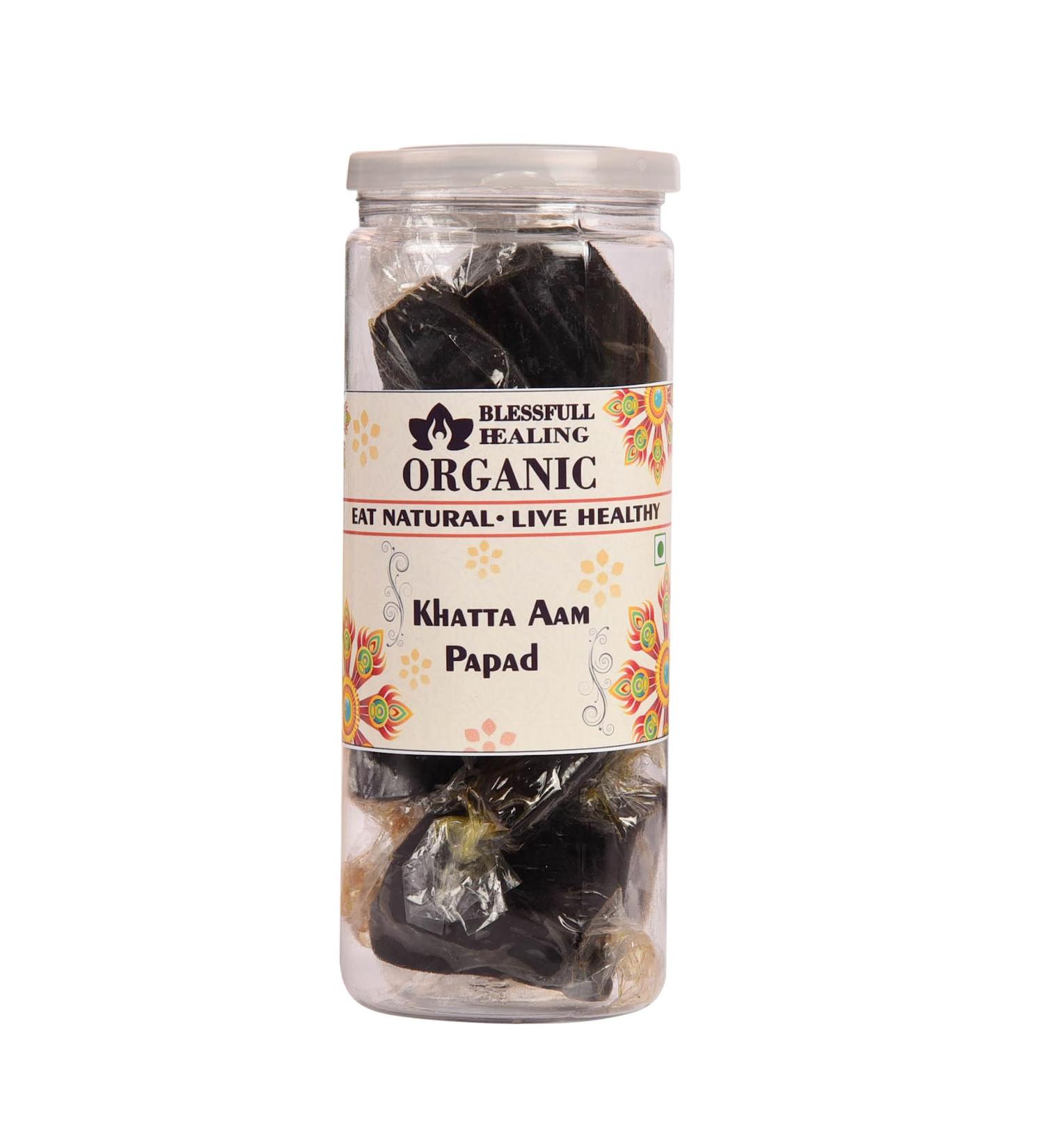 Blessfull Healing Organic Khatta Aam Papad 150 Gram Airtight Container (Packing May Vary)