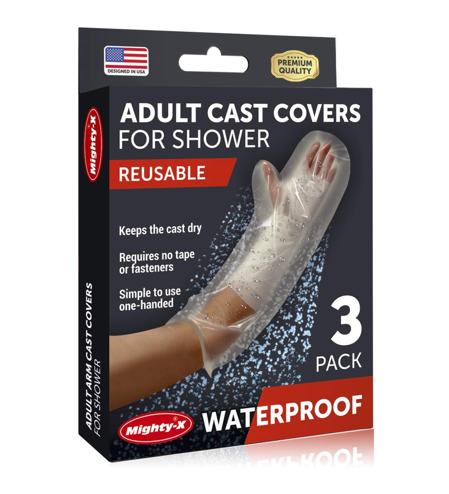 Waterproof Arm Cast Cover - Reusable Adult Half Arm Seal for Shower - 3 Pack - Buy Online on GoSupps.com