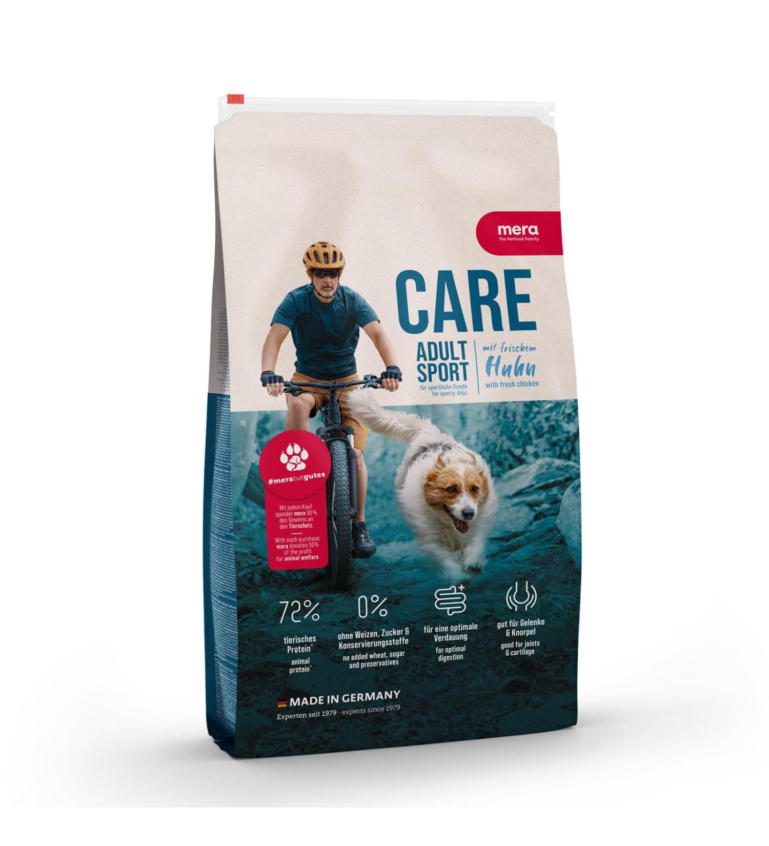 mera Care Adult Sport Chicken (3 x 1 kg) Food for very active and sporty dogs with 72% animal protein wheat free - Buy Online on GoSupps.com