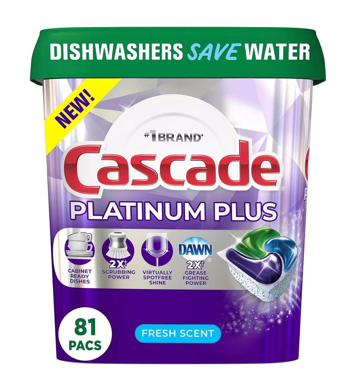 Cascade Platinum Plus ActionPacs Dishwasher Detergent Pods Fresh Scent (81 Ct)