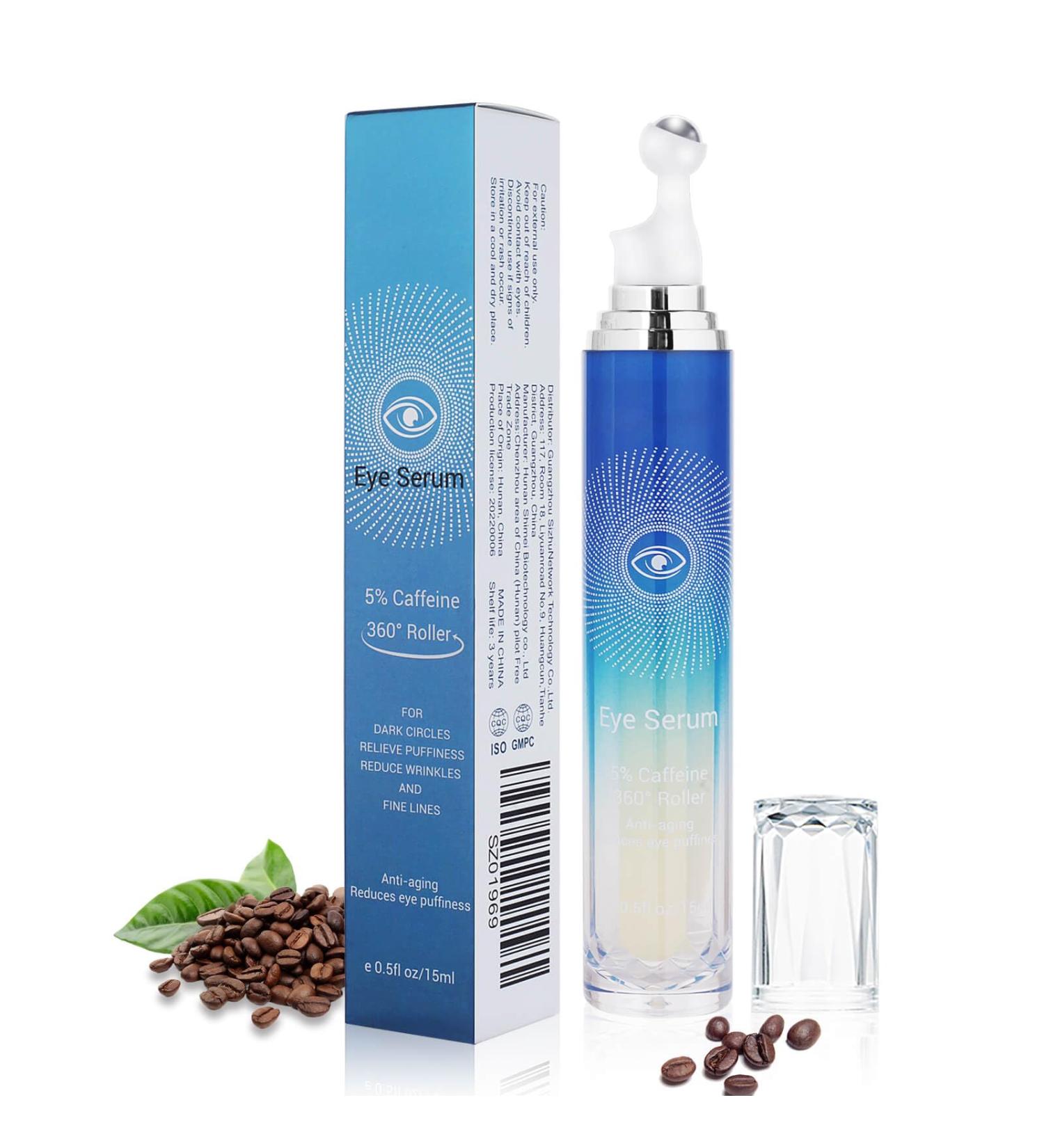 5% Caffeine Eye Serum | 360 Rollerball for Dark Circles Puffiness & Wrinkles - Under Eye Treatment for All - Buy Online on GoSupps.com
