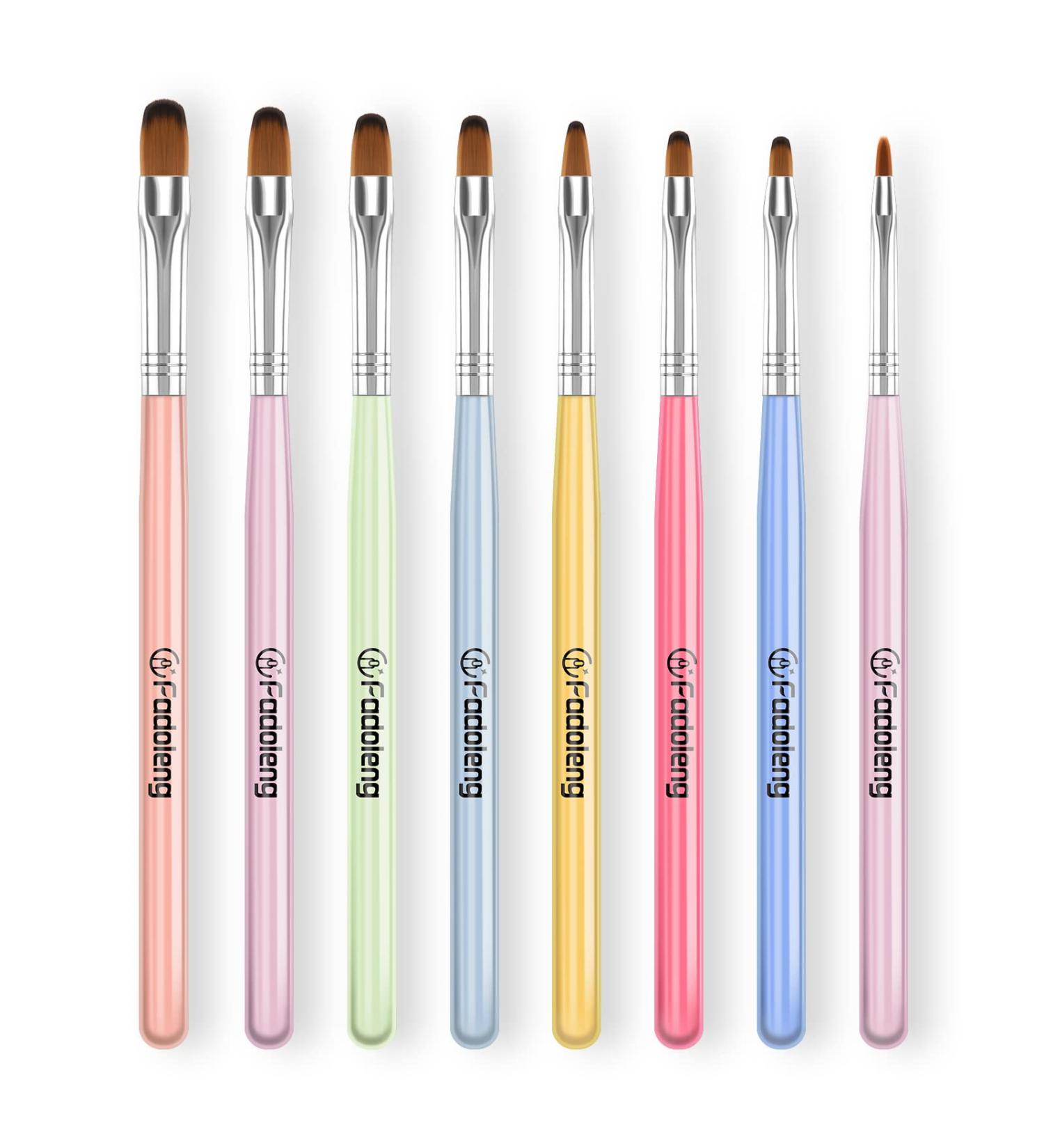8Pcs Gel Nail Brush Set for Salon & DIY Manicure | Acrylic Sculpting Brushes with Tips Builder Pen & Structure Gel | Colorful - Buy Online on GoSupps.com