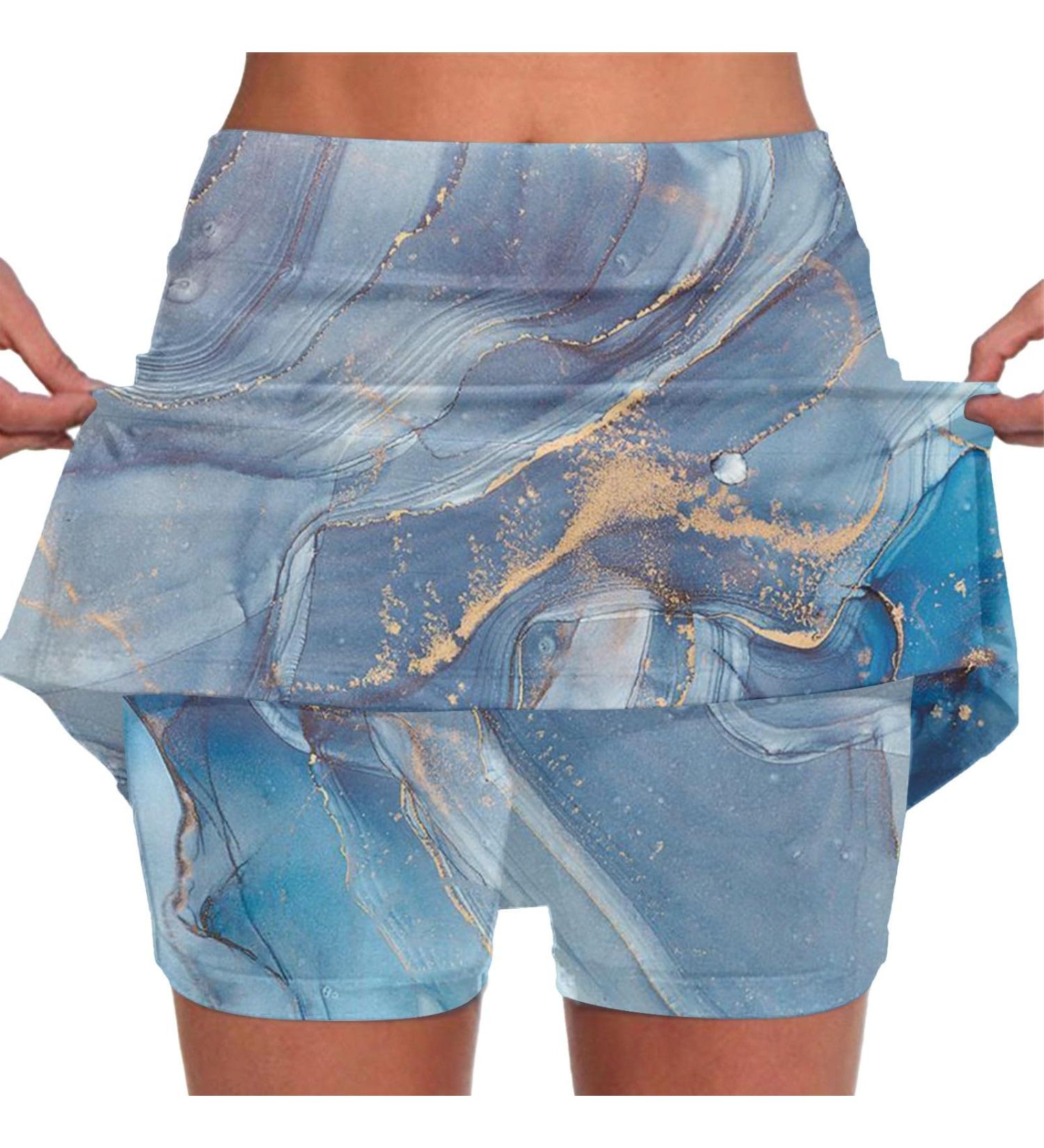 iOoppek Women s Solid Color Mid Waist Yoga Skirt with Pockets - Black & Light Blue | Plus Size 5XL | Winter Workout Essential - Buy Online on GoSupps.com