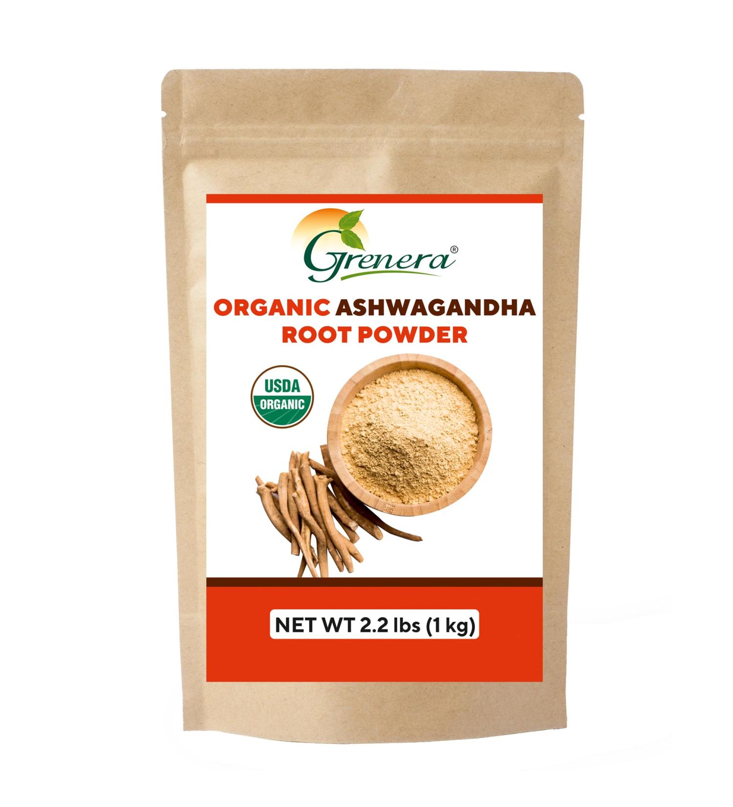 Grenera Organic Ashwagandha Powder 2.2 lbs (35.2 Ounce) (Withania somnifera) - Organic Vegan Kosher Certified - Buy Online on GoSupps.com