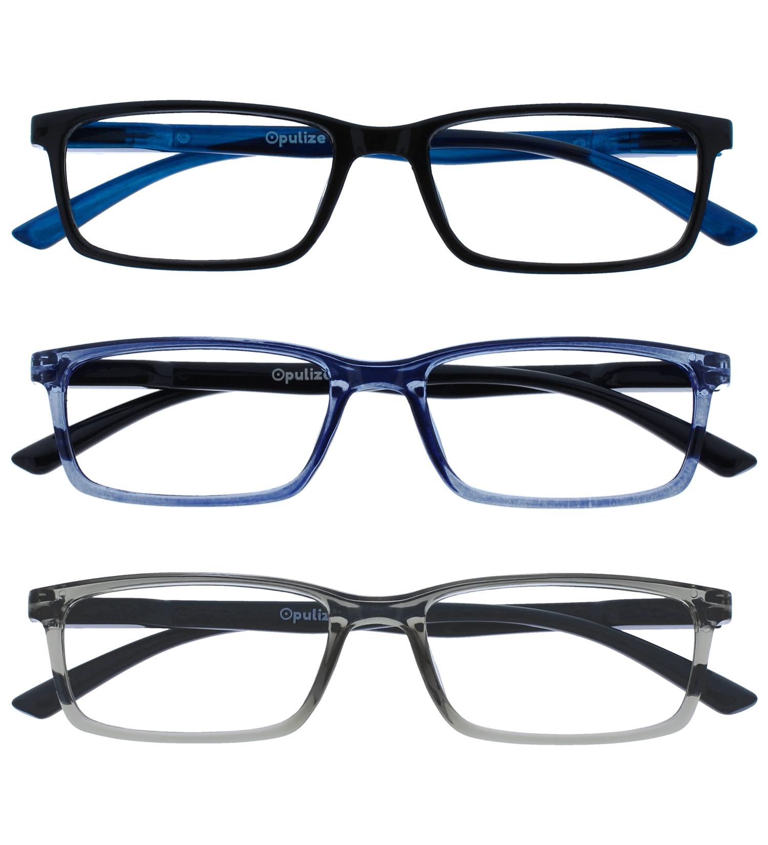 Opulize Blue Light Filter Glasses for Men - Anti-Reflective Gaming & Computer Glasses with Narrow Frame and Spring Hinges | +3.50 Diopters | Available in Black Blue Gray - Buy Online on GoSupps.com