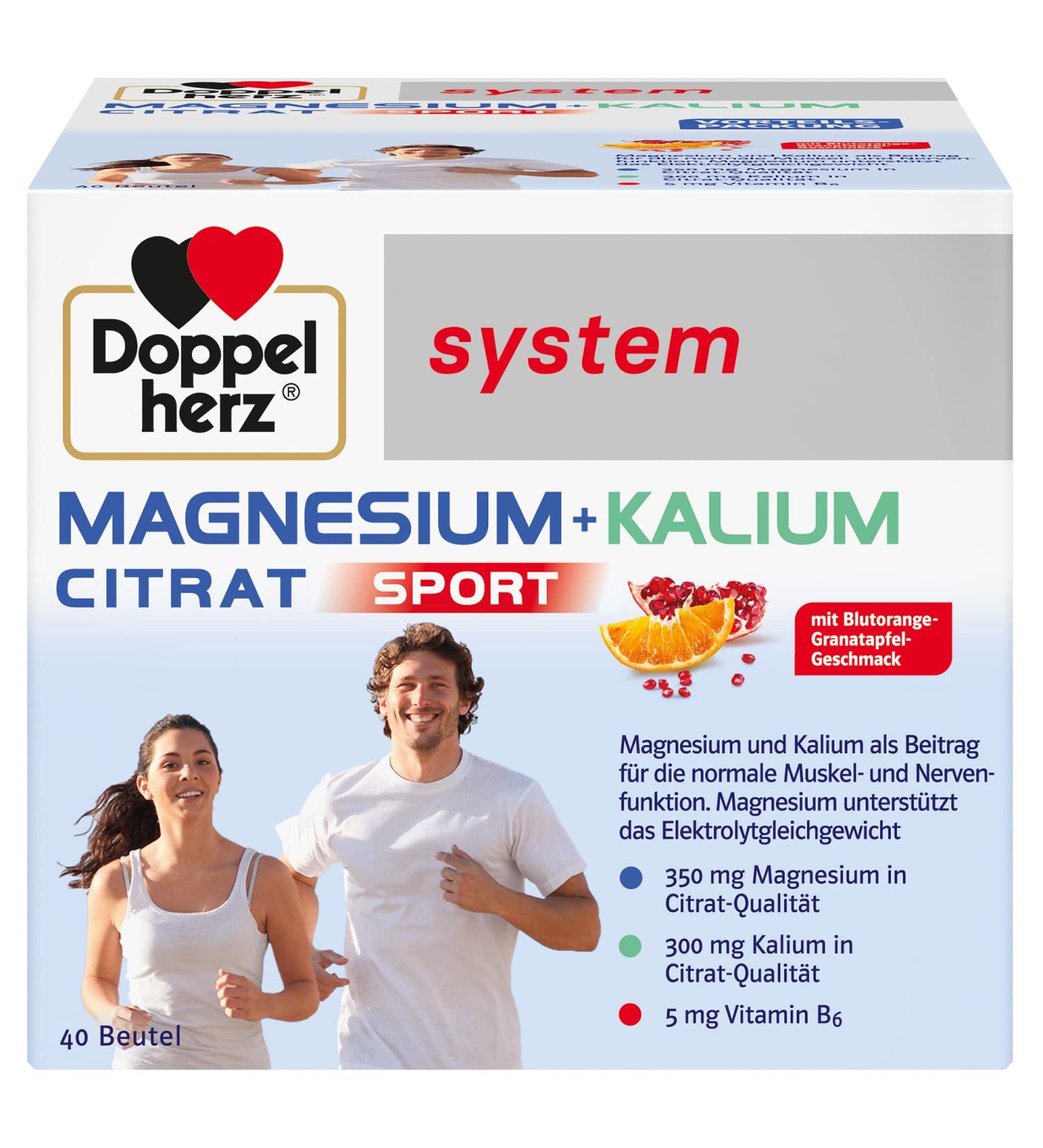 Double-Heart System Magnesium + Potassium Citrate - Supports Muscle & Nerve Health - 40 Portions (240g Pack) - Buy Online on GoSupps.com