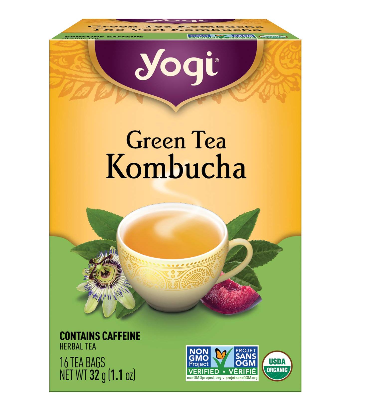 Yogi Tea - Green Tea Kombucha (3 Pack) - Contains Caffeine - Organic Tea - 48 Tea Bags - Buy Online on GoSupps.com