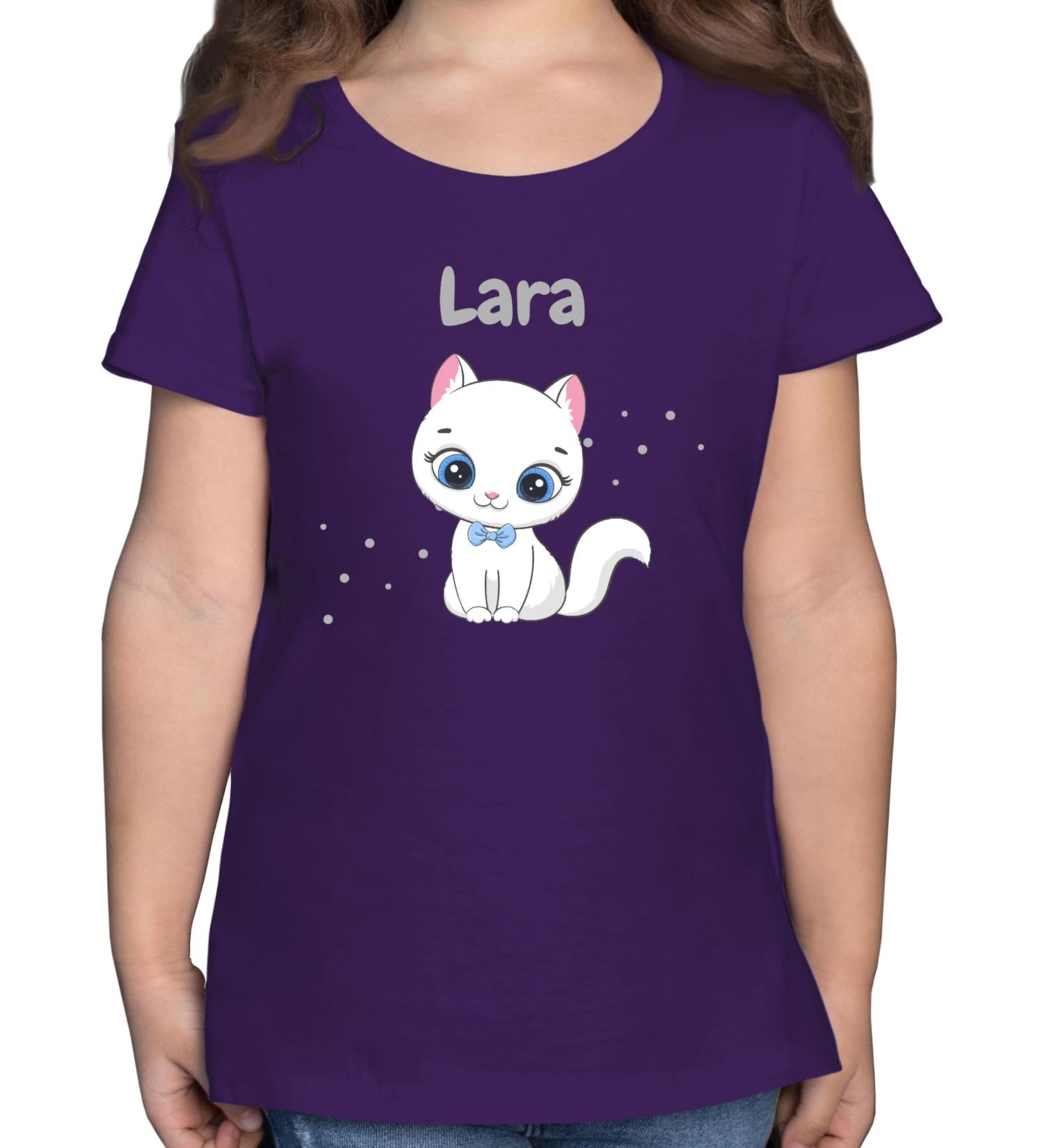 Personalized Cat T-Shirt for Girls - Cute Custom Gift by Shirtracer - Purple Cat Motif 11 - Buy Online on GoSupps.com