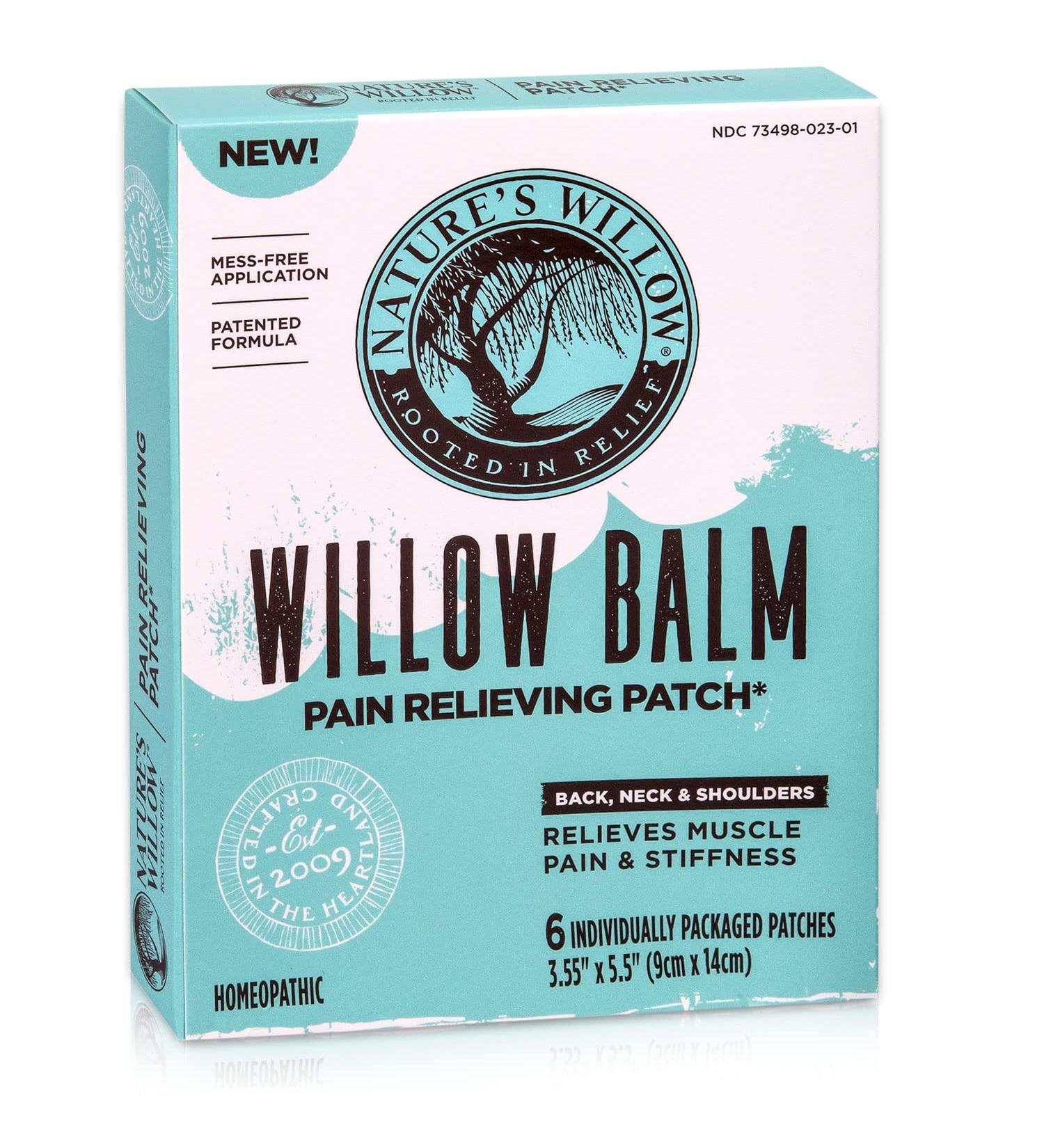 Nature's Willow Fast-Acting Willow Balm Pain Relief Patches - 6 Count Pack | Natural Relief for Muscle & Joint Pain | Essential Oils & Menthol Formula - Buy Online on GoSupps.com