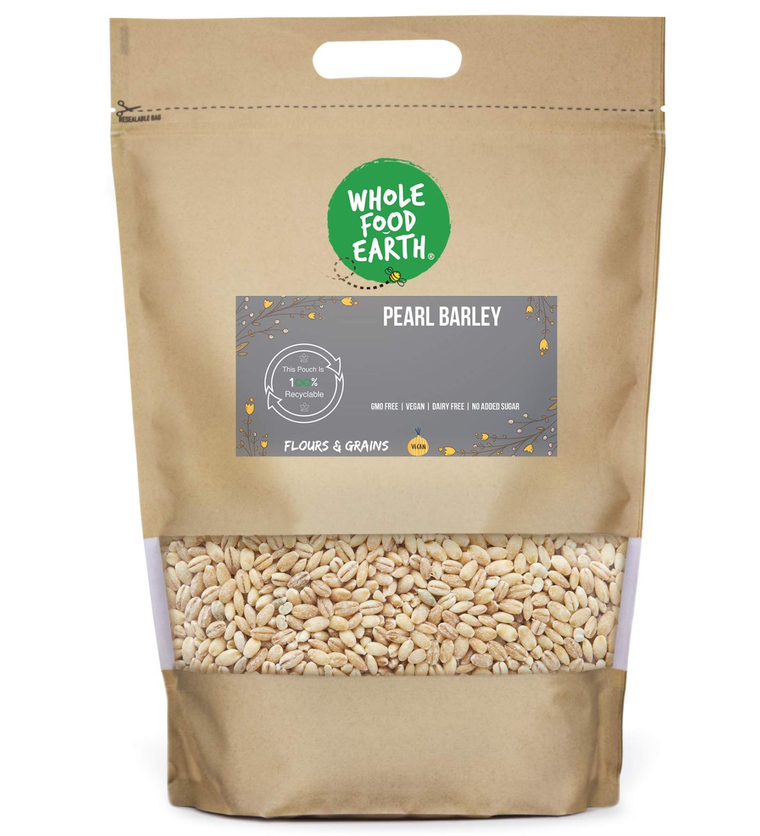 Wholefood Earth Pearl Barley 2 kg | GMO Free | High Fibre 2kg - Buy Online on GoSupps.com