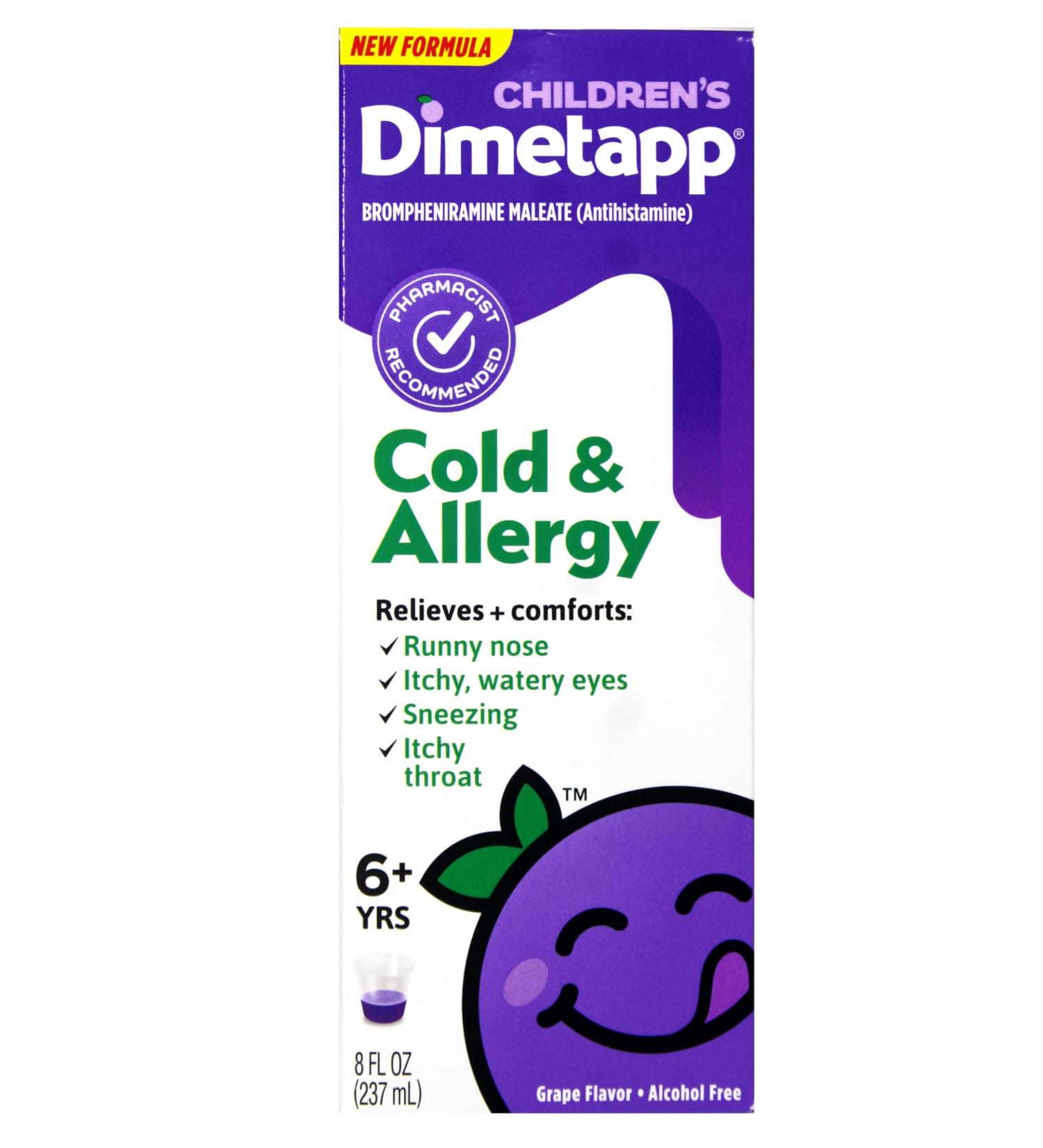 Children s Dimetapp Cold & Allergy Liquid Grape Flavor Alcohol-Free 8 fl oz - Buy Online on GoSupps.com