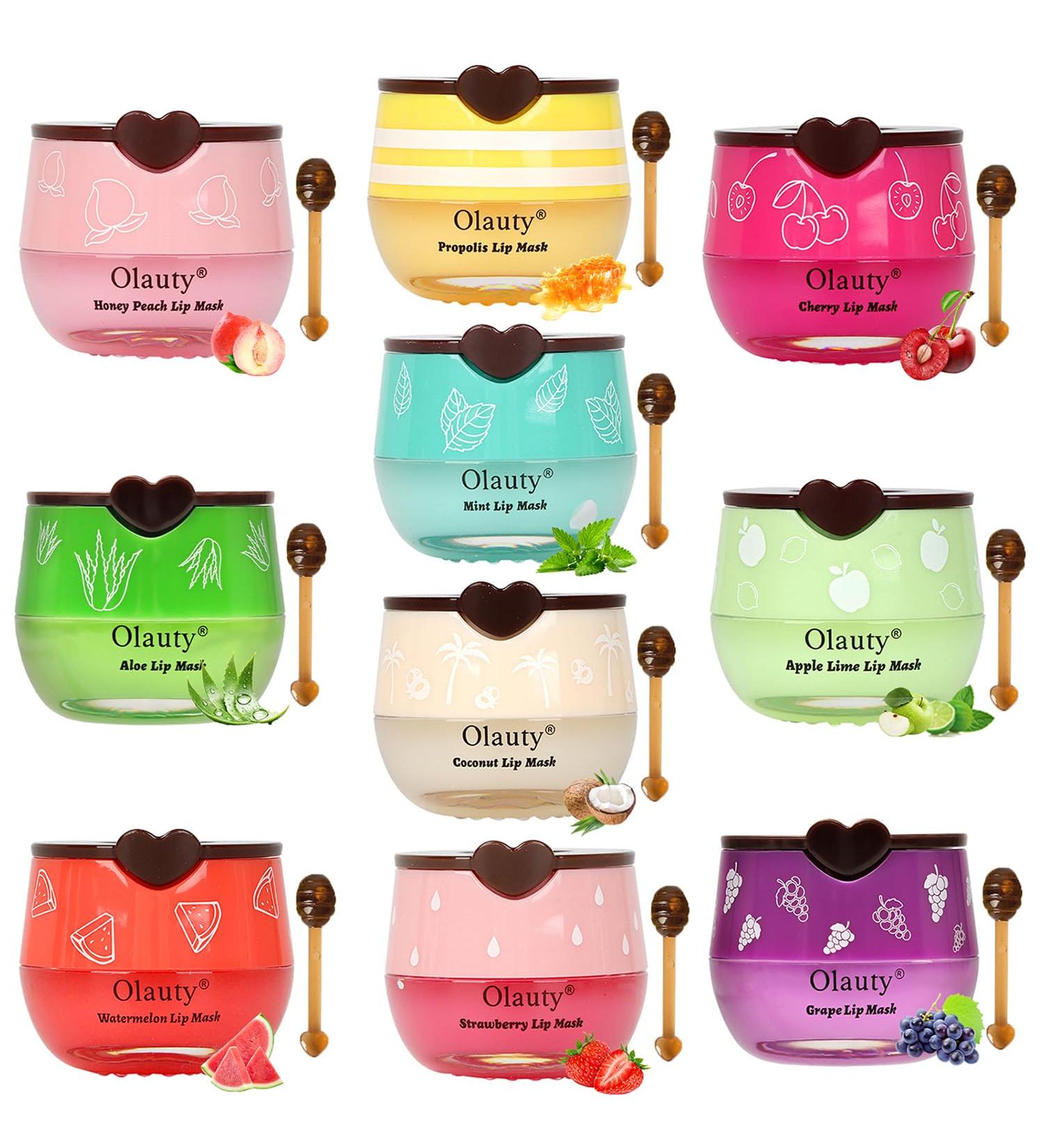 10 PCS Bee Lip Balm Honey Pot, Strawberry, Watermelon, Apple Lime, Cherry, Mint, Coconut, Aloe, Grapes & Peach Flavors, Honey Lip Balm Bulk, Moisturizing Lip Mask Overnight, Reduce Lip Lines Set A - Buy Online on GoSupps.com