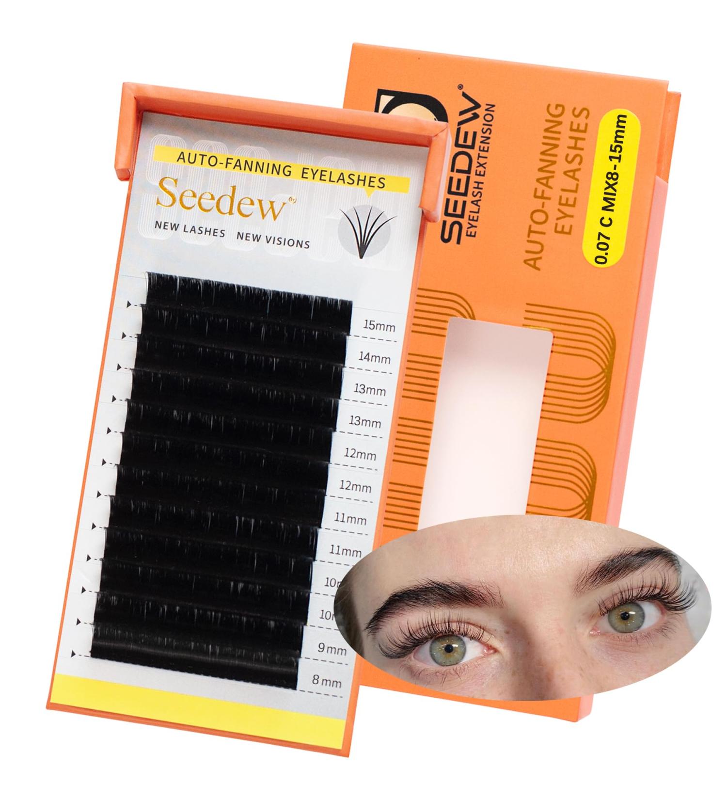 Autofan Mega Volume Eyelash Extensions 0.05/0.07 C/D Curl | Pre-Glued Auto Fanning Lashes 8-15mm for Professionals - Buy Online on GoSupps.com