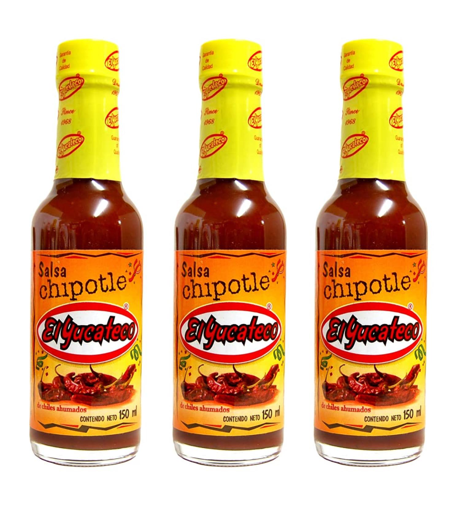 El Yucateco Chipotle Sauce 150ml (Pack 3) / Mexican Chipotle Hot Sauce Chipotle Chilli Pepper Spicy Salsa Dip for Tacos Nachos Meat Marinade - Buy Online on GoSupps.com