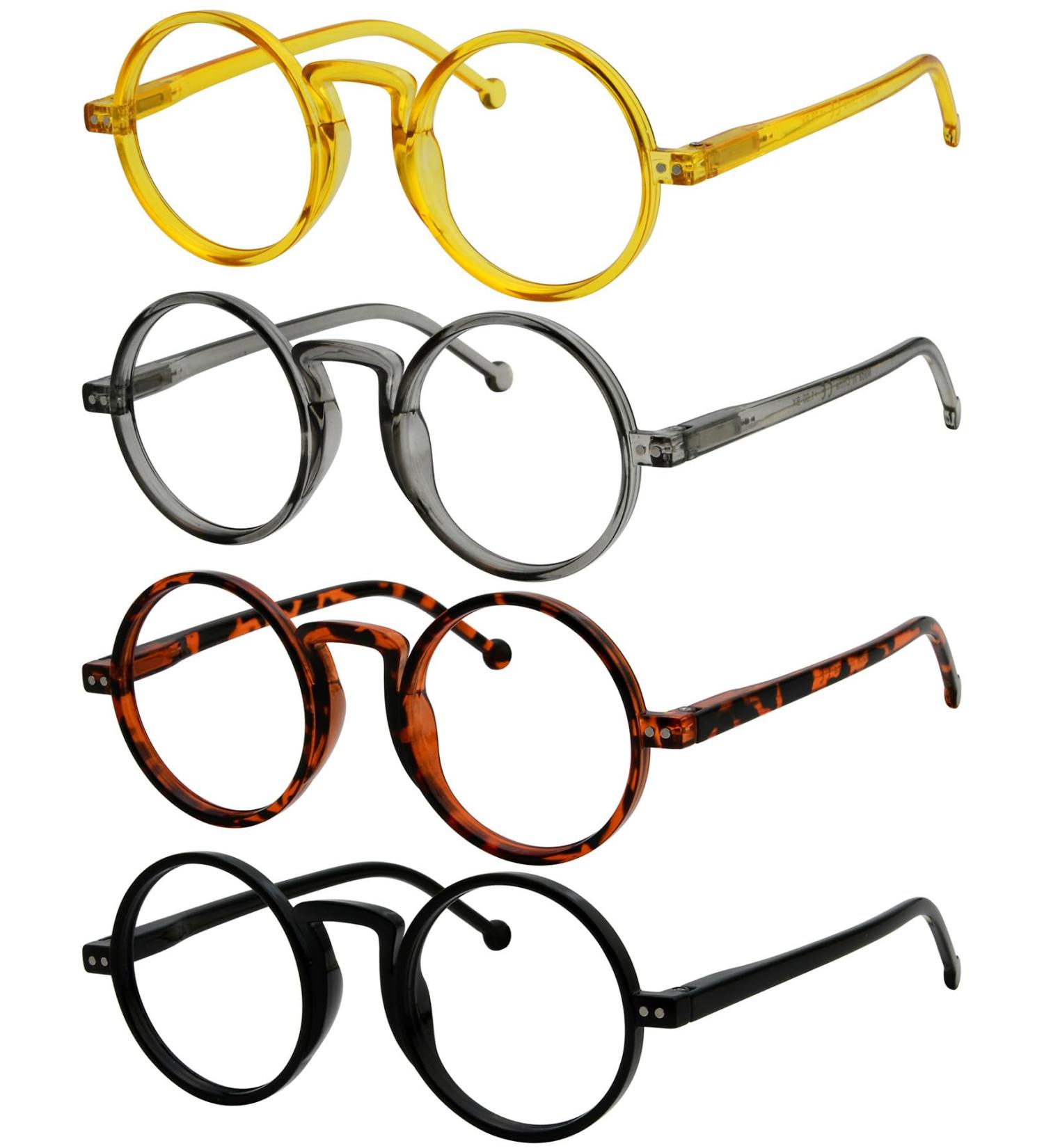 Eyekepper 4-Pack Oversized Round Reading Glasses for Men & Women | Vintage Style +3.50 | Spring Hinges | International Shipping - Buy Online on GoSupps.com
