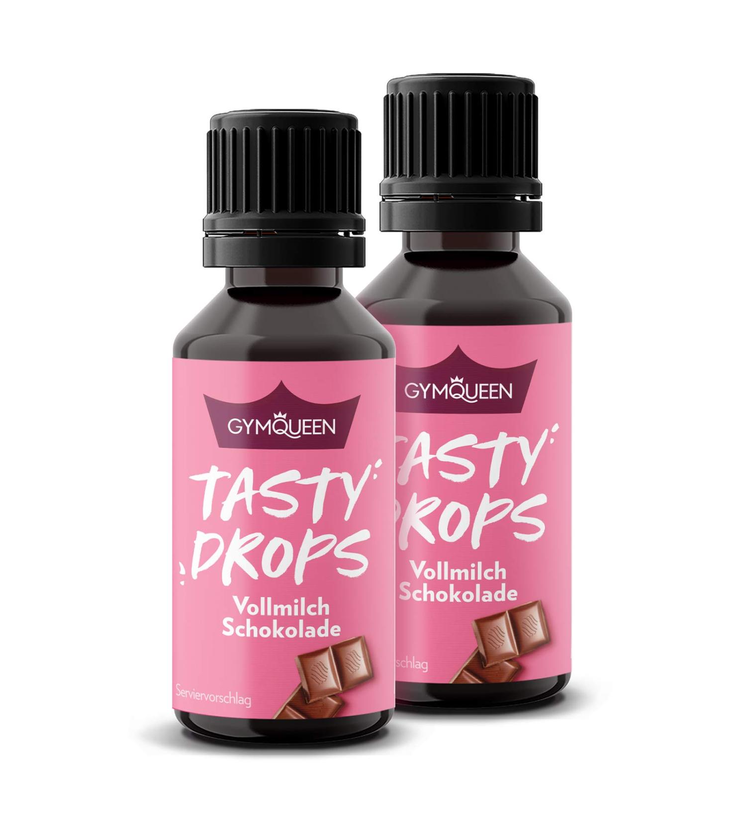 GymQueen Tasty Drops - Zero Calorie Milk Chocolate Flavor Drops (2x30ml) for Delicious Guilt-Free Sweetening - Buy Online on GoSupps.com