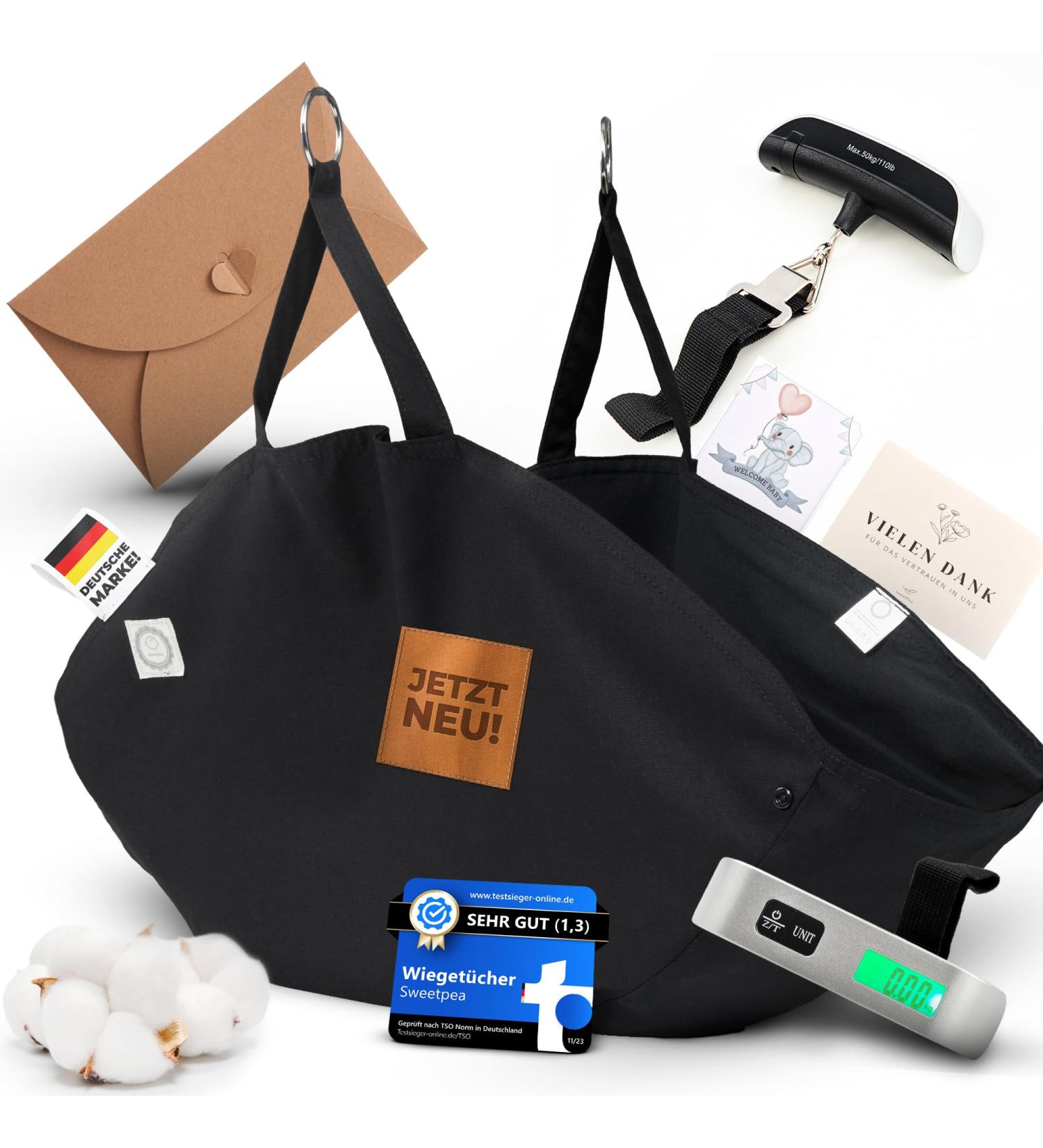 Buy Baby Weighing Towel with Digital Scale - 100% Linen & Cotton Weighs Infants up to 13kg - Midwife Black - International Shipping Available - Buy Online on GoSupps.com