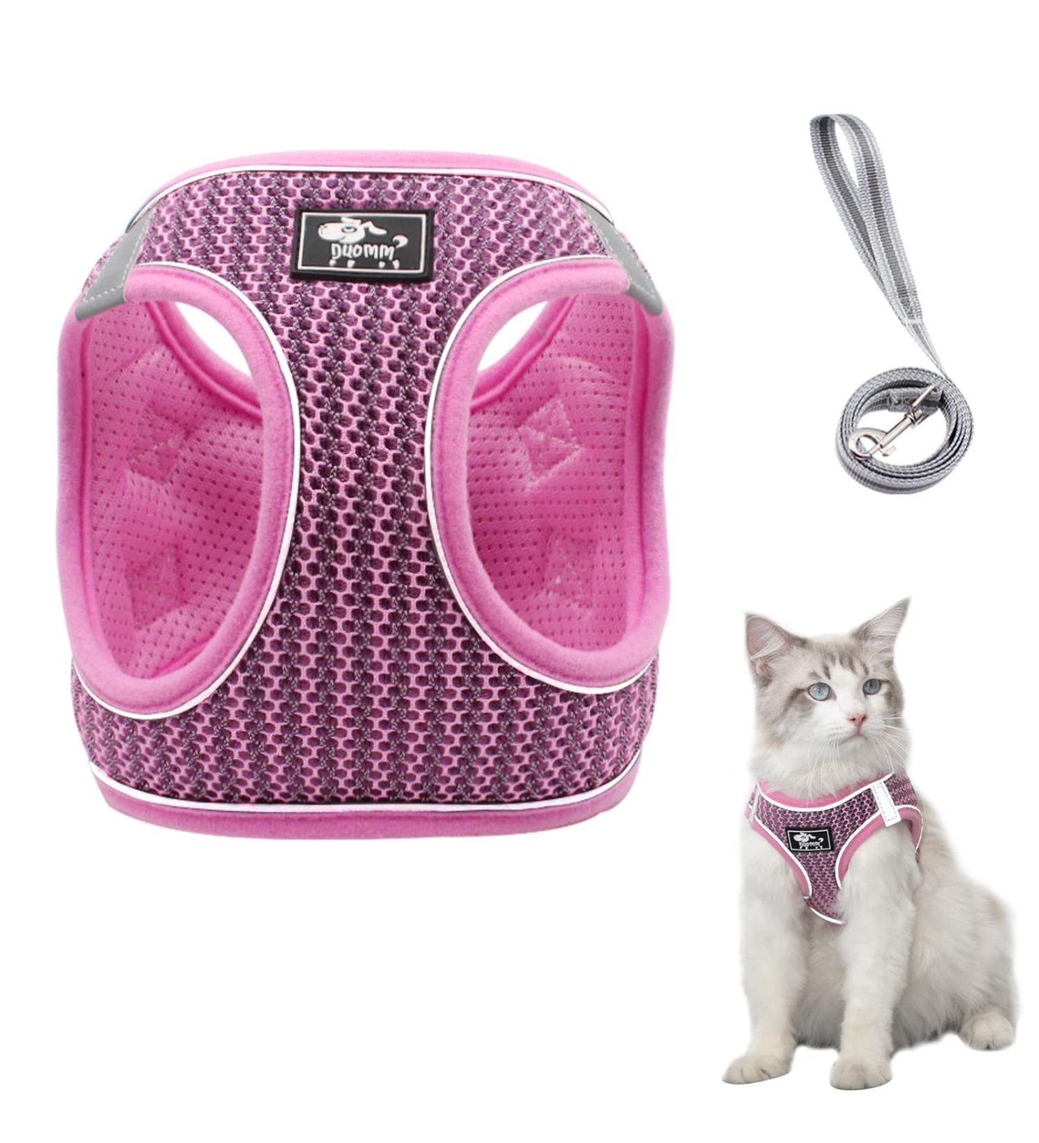 Reflective Cat Dishes with Leash - Adjustable Breakout-Proof Tableware Set for Cats & Small Dogs (Pink-Small) - Buy Online on GoSupps.com