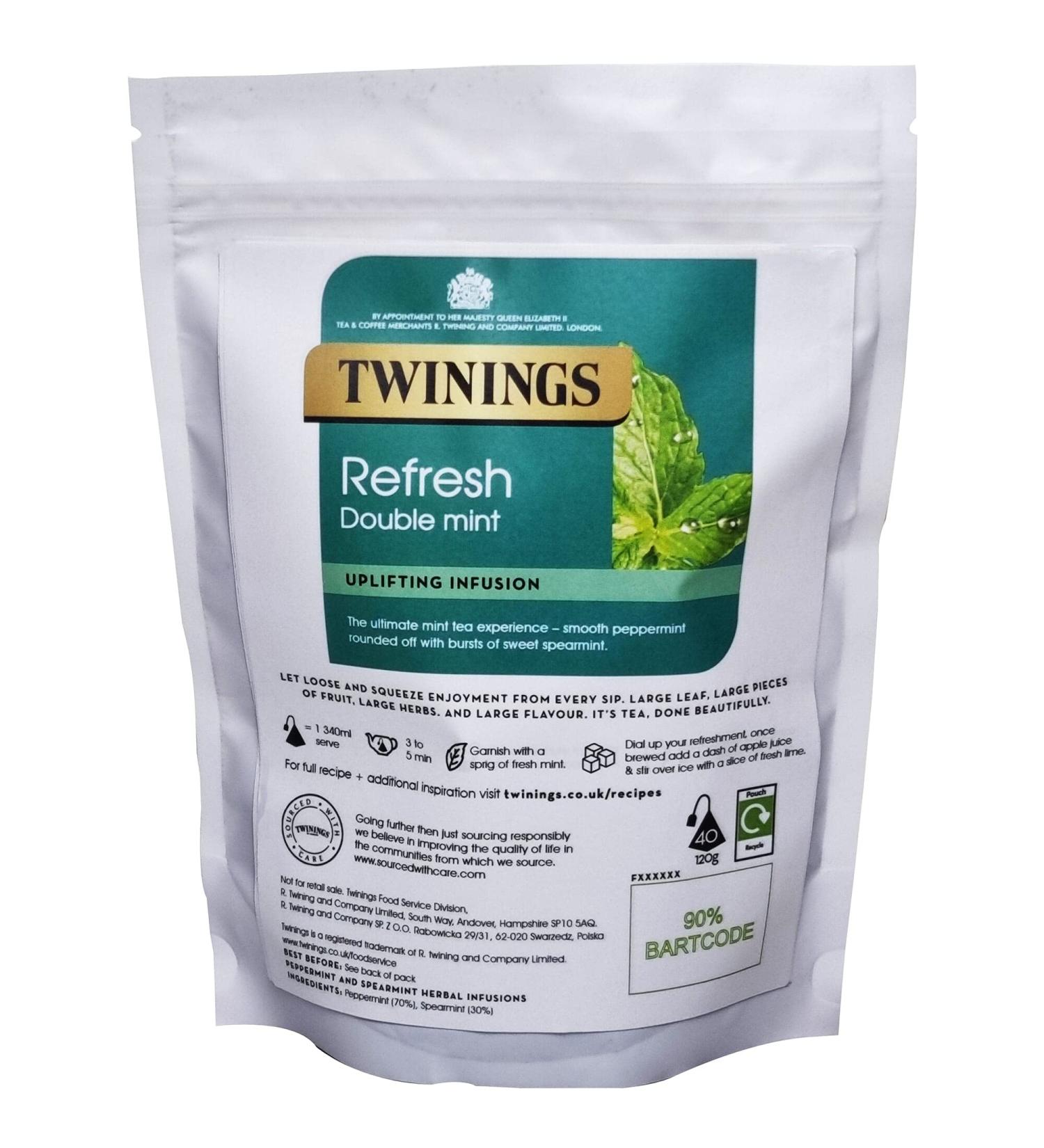 Twinings Refresh Double Mint Pyramid Tea Bags - 2x40