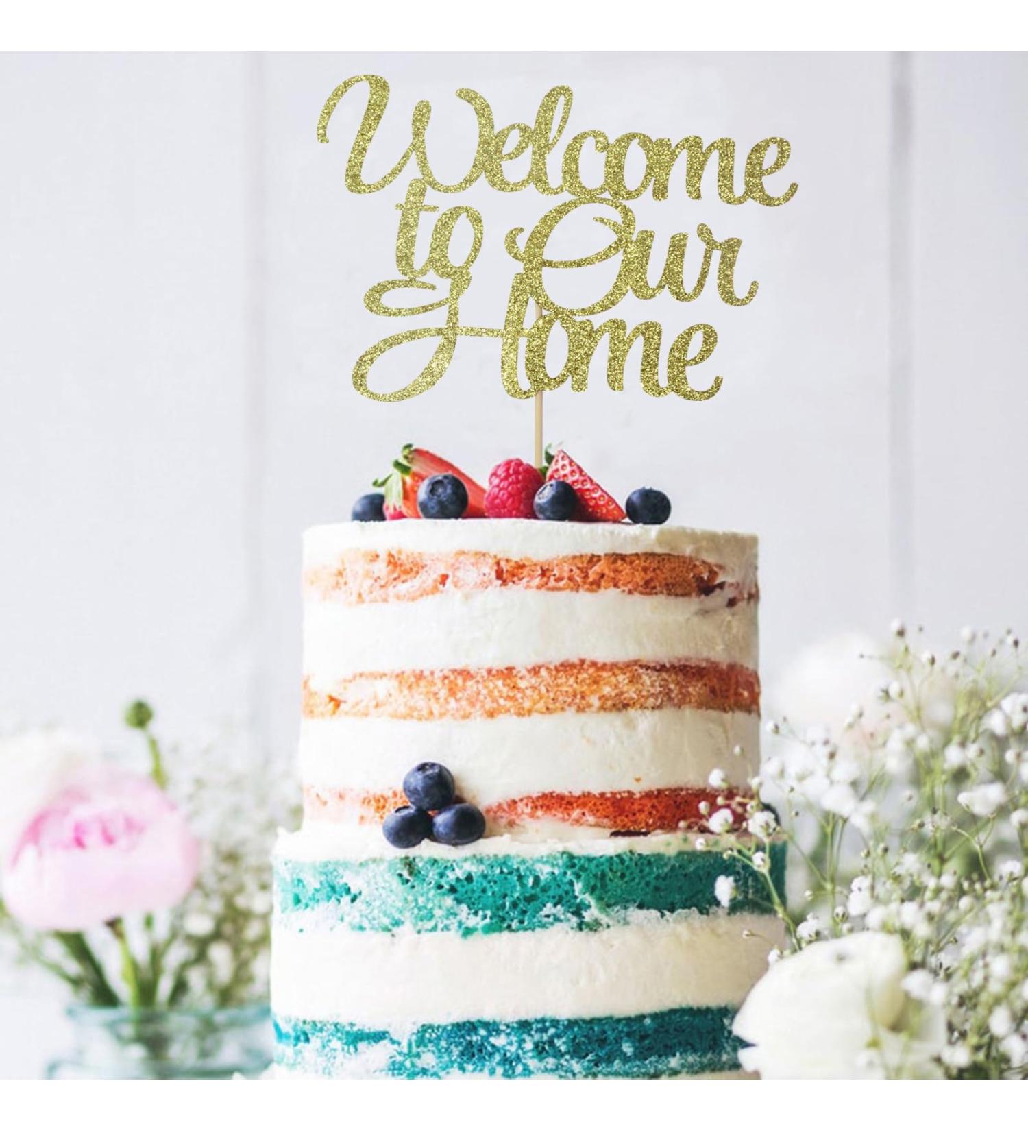 zxyxka Welcome to Our Home Cake Topper Home Sweet Home Cake Topper Housewarming Welcome Home Party Decorations Gold Glitter (Gold Home) - Buy Online on GoSupps.com
