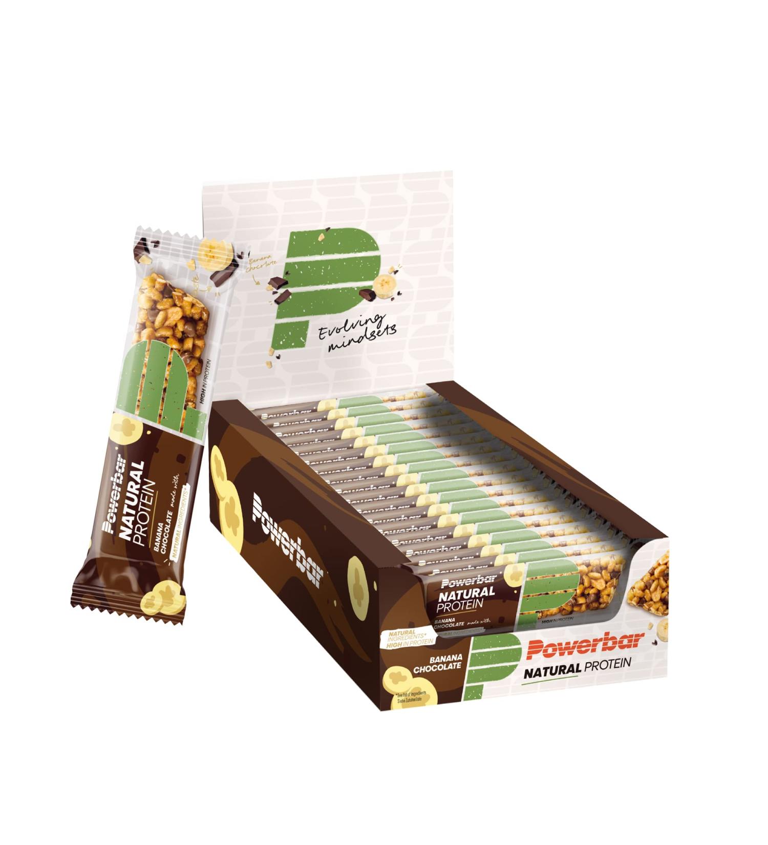 Powerbar Natural Protein Banana Chocolate 18x40g - Vegan Protein Bar + Natural Ingredients - Buy Online on GoSupps.com