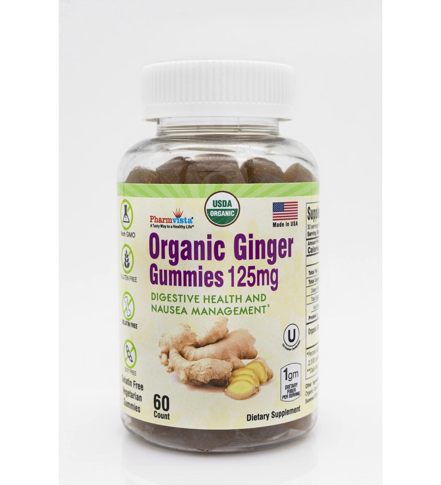 Organic Ginger Gummies 125mg for Nausea Management and Digestive Health  60 Count - Buy Online on GoSupps.com