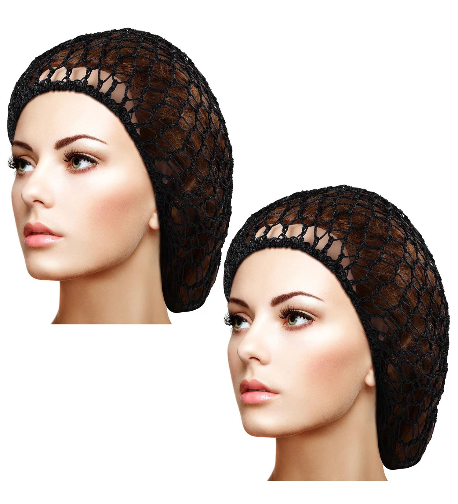 Waydress Mesh Hair Net Rayon Knit Snood 2-Piece Set | Black Crocheted Sleep Cap for Women - Buy Online on GoSupps.com