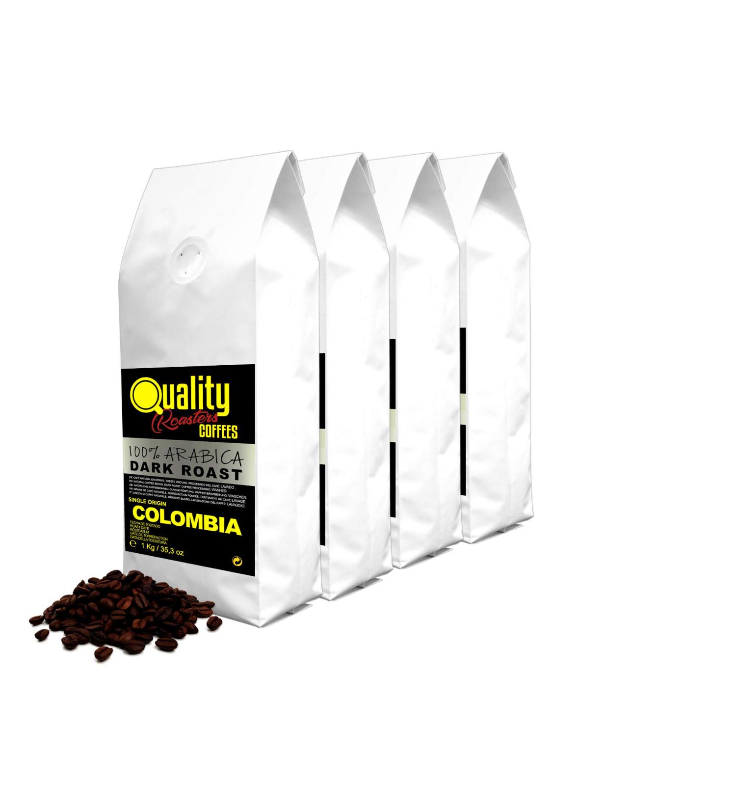 Quality Roasters Coffees. Natural Coffee Beans. Dark Roast. 100% Arabica. Single Origin Colombia. Hand Roasted. Dark Roast. (4000.00 Grams) - Buy Online on GoSupps.com