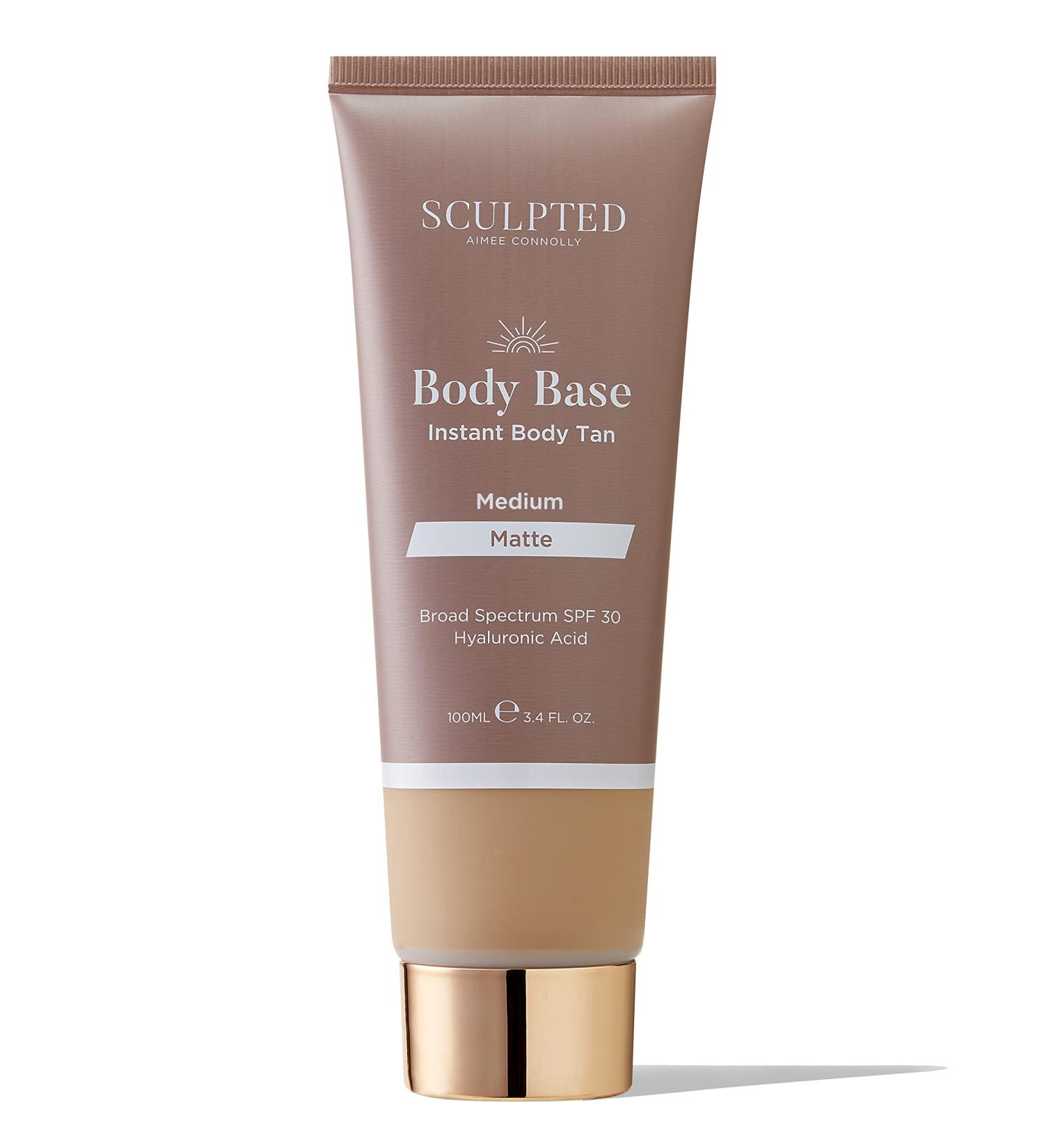 Sculpted by Aimee Connolly Body Base Instant Tan 100ml - Water-Resistant SPF30 Luminous Lotion for Natural Tan (Medium Matte) - Buy Online on GoSupps.com