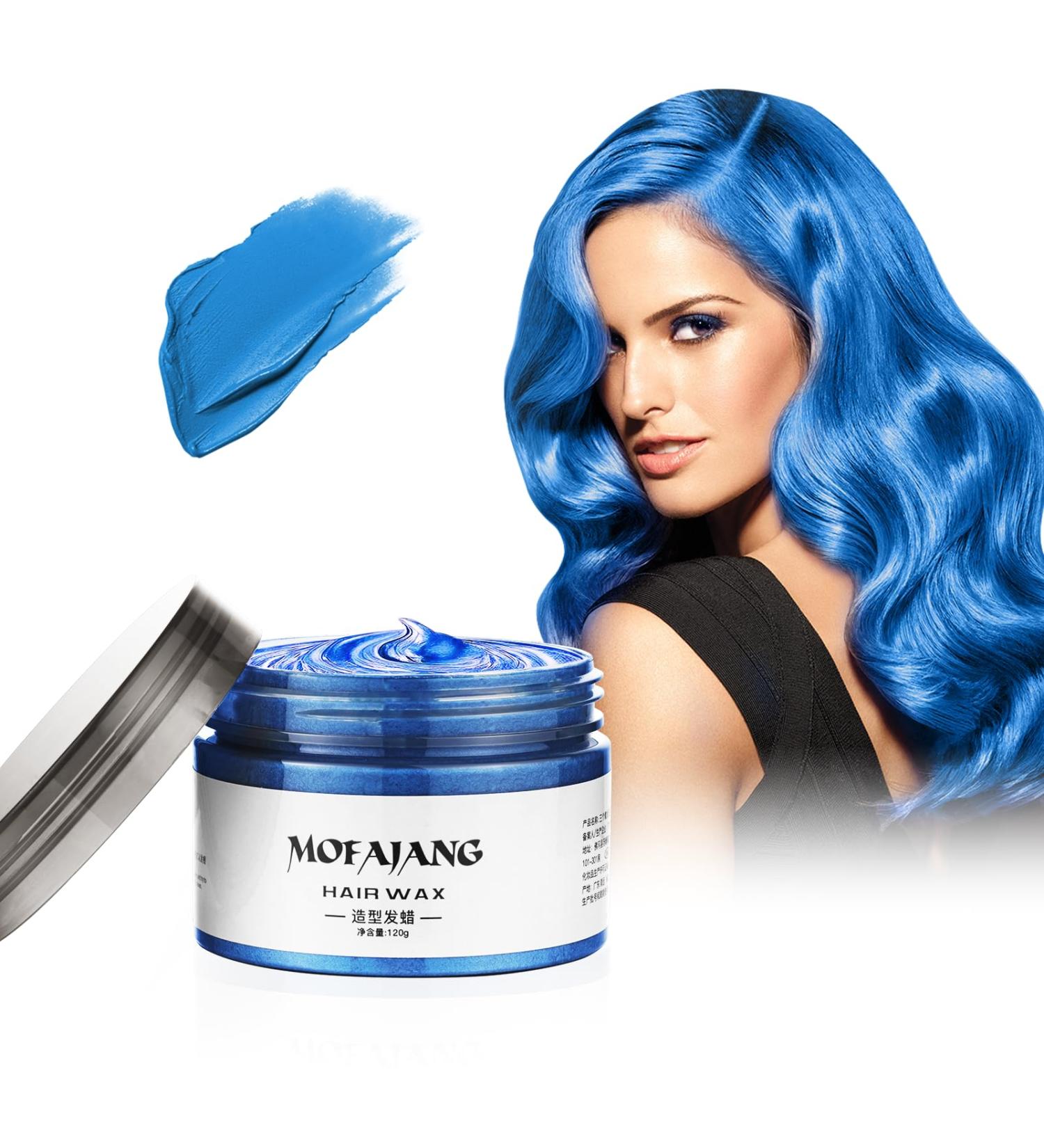 Temporary Hair Color Wax - Instant Hairstyle Cream 4.23 oz | Blue Hair Pomade for Cosplay & Parties | Easy Clean Formula - Buy Online on GoSupps.com