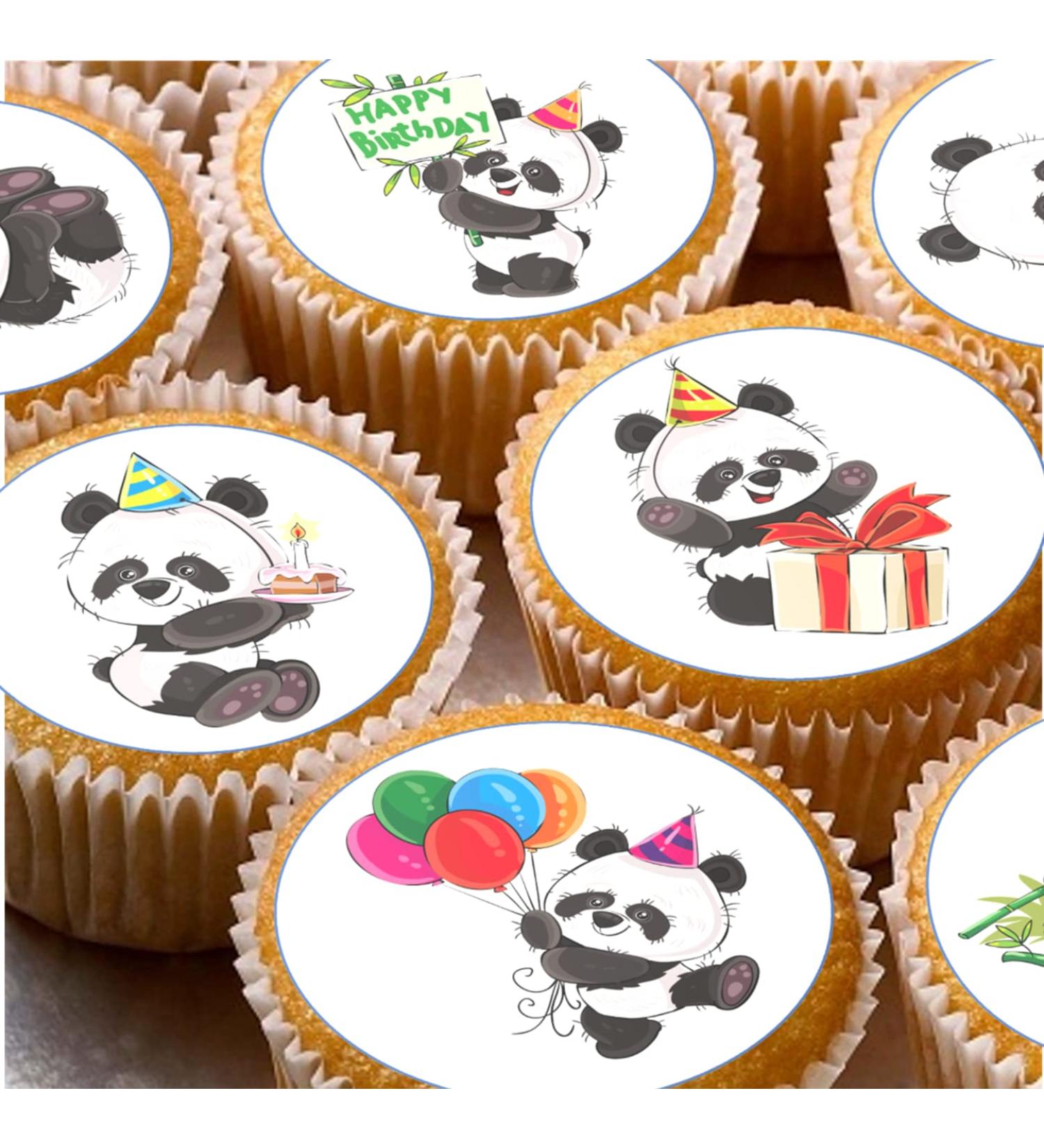 24 Panda Bears edible PRE CUT style kids childrens party decorations Wafer Paper Cupcake Fairy Cake Toppers - Buy Online on GoSupps.com