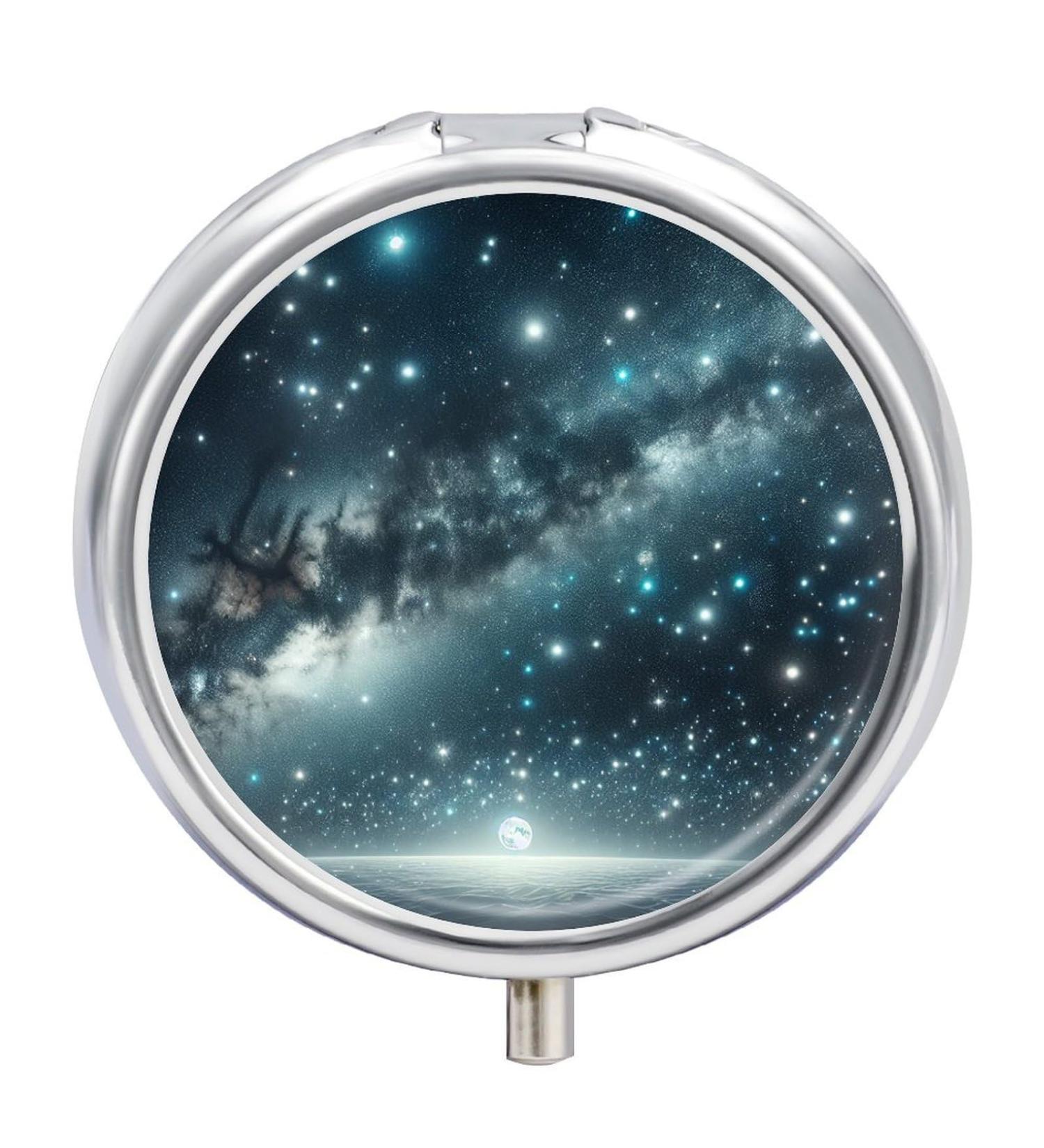Small Travel Pill Case Round Metal Pill Box for Pocket Purse 3 Compartment Portable Pill Holder Mini Pill Organizer for Travel or Daily - Star Star 2 - Buy Online on GoSupps.com