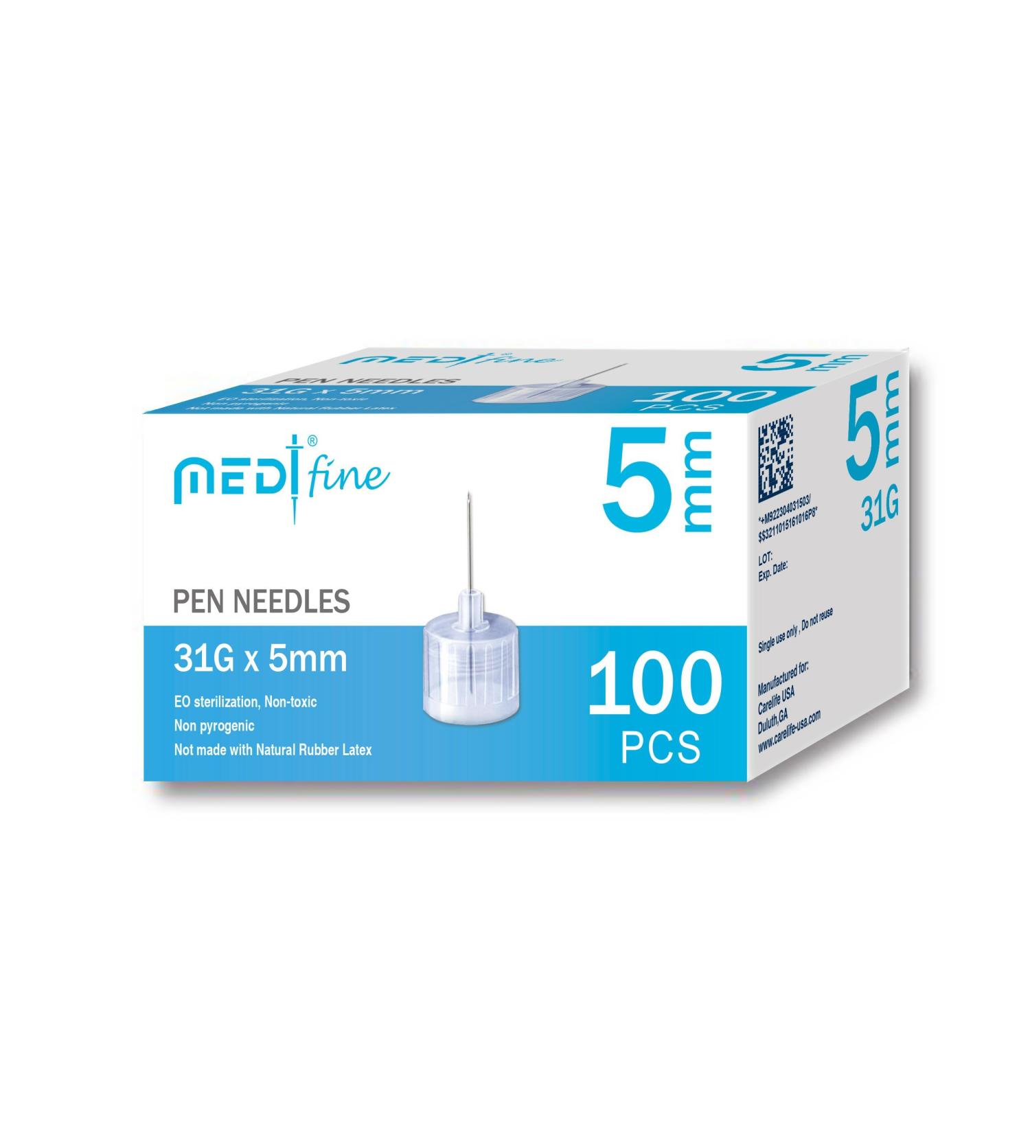 MedtFine Insulin Pen Needles 31G 5mm - Ultra-Fine Gauge for Smooth Injections - Buy Online on GoSupps.com