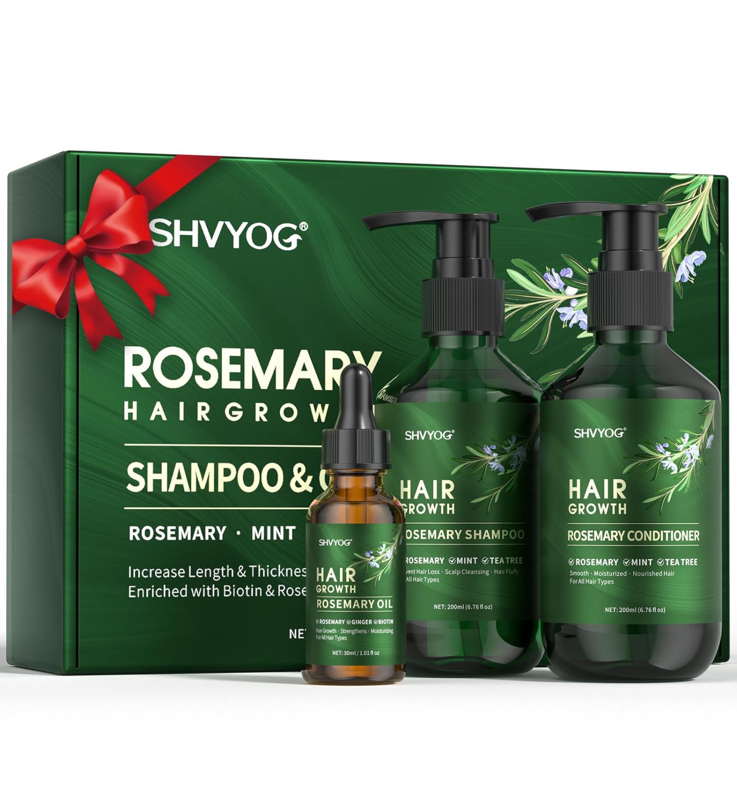 Rosemary Shampoo and Conditioner Set Rosemary Hair Growth Oil with Biotin and Mint Organic Rosemary Anti-Hair Loss Shampoo and Conditioner Scalp Care 200ml*2+30ml - Buy Online on GoSupps.com
