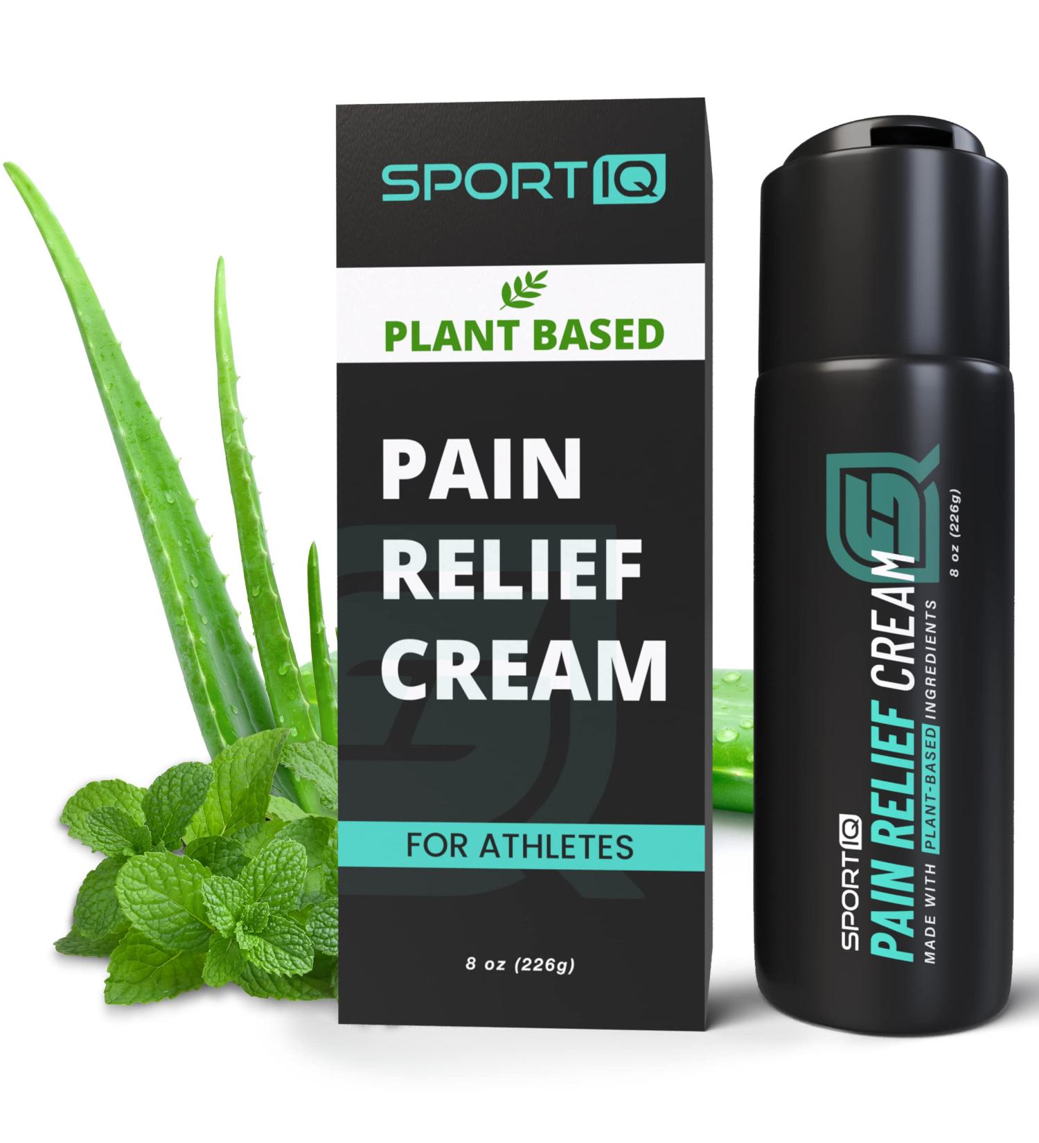 Pain Relief Gel & Muscle Relaxer Cream for Knee, Back, and Muscle Soreness | Sport IQ (8 oz + Travel Size) - Buy Online on GoSupps.com