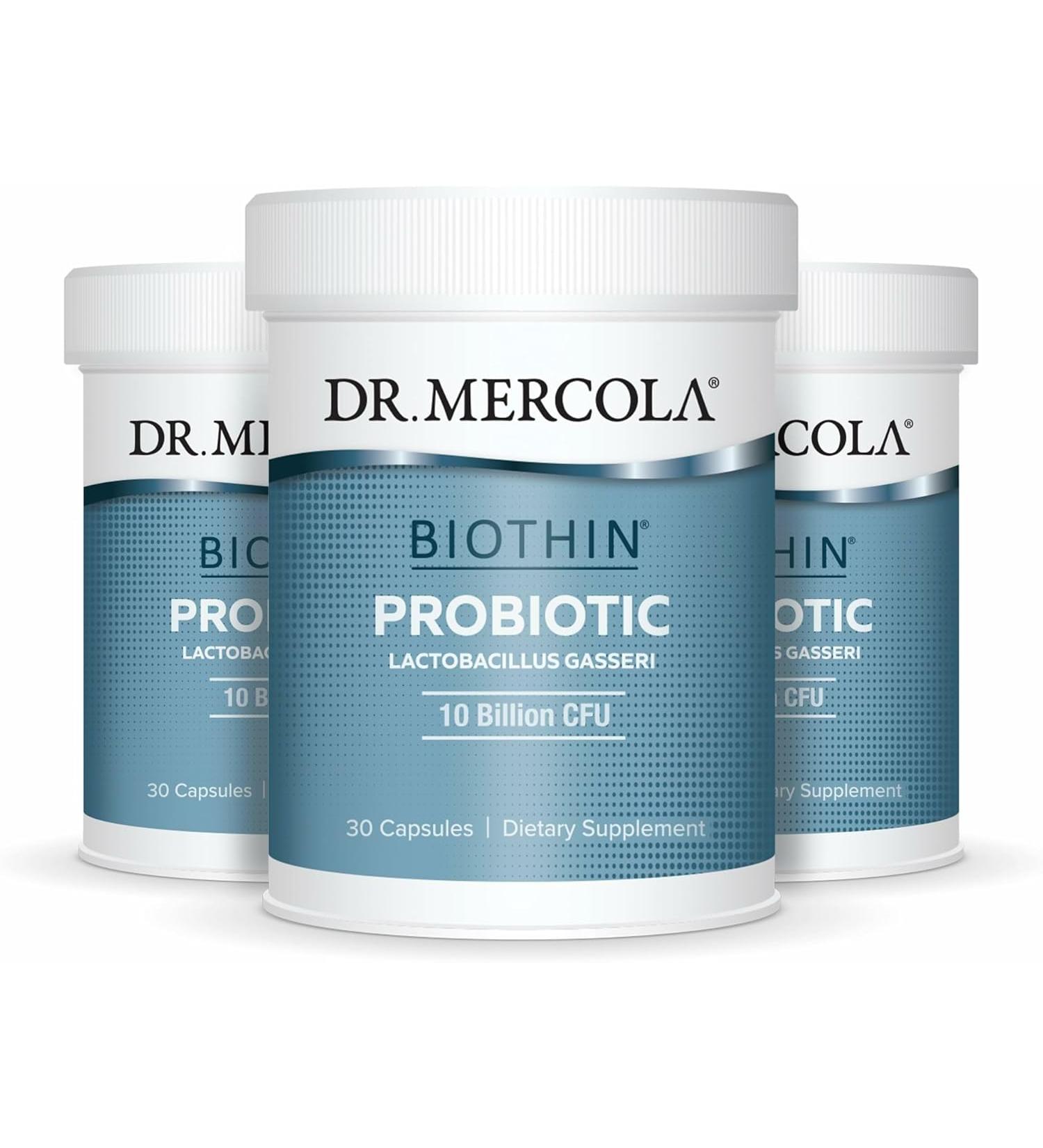 Dr. Mercola Biothin Probiotic 10 Billion CFU (3 Pack) - Optimal Digestion & Regularity - Non-GMO, Gluten & Soy Free - 30 Servings - Buy Online on GoSupps.com