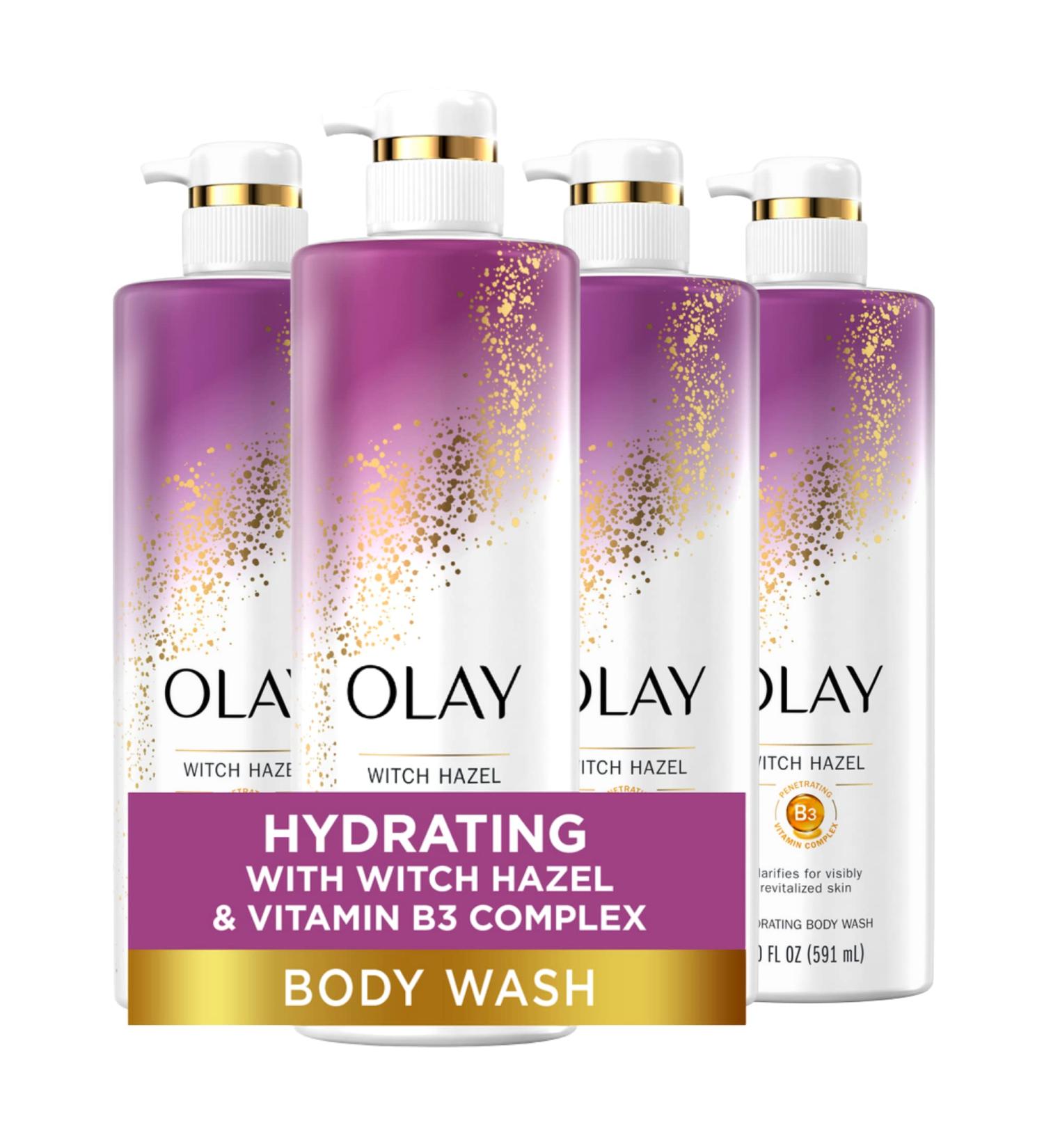 Olay Hydrating Body Wash with Witch Hazel and Vitamin B3 20 Fl Oz - Pack of 4 - Buy Online on GoSupps.com