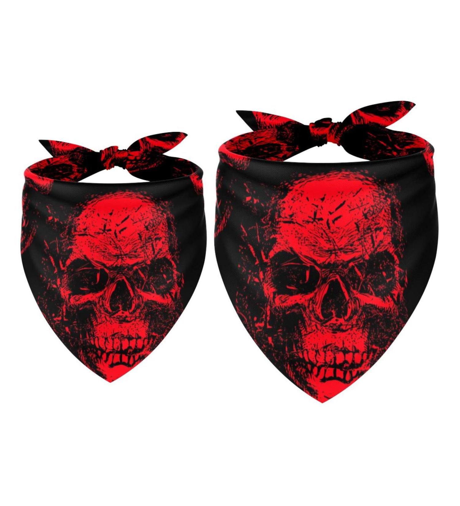 Dog Hooks with Red Skull Pattern | Triangular Cloth Bibs for Small Medium & Large Pets | 2-Piece Multi-Colored Set - Buy Online on GoSupps.com