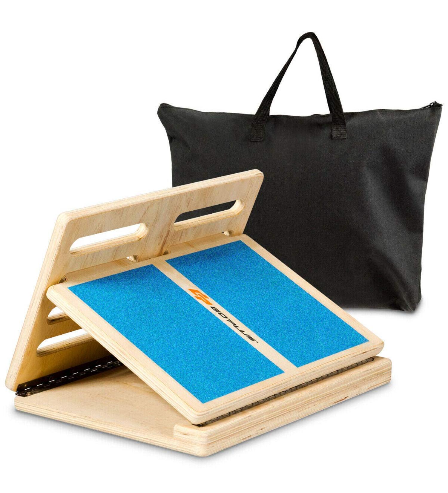 Goplus Slant Board - 4-Level Adjustable Wooden Incline Stretch Board | 350lbs Capacity | Anti-Skid Surface | Blue - Buy Online on GoSupps.com