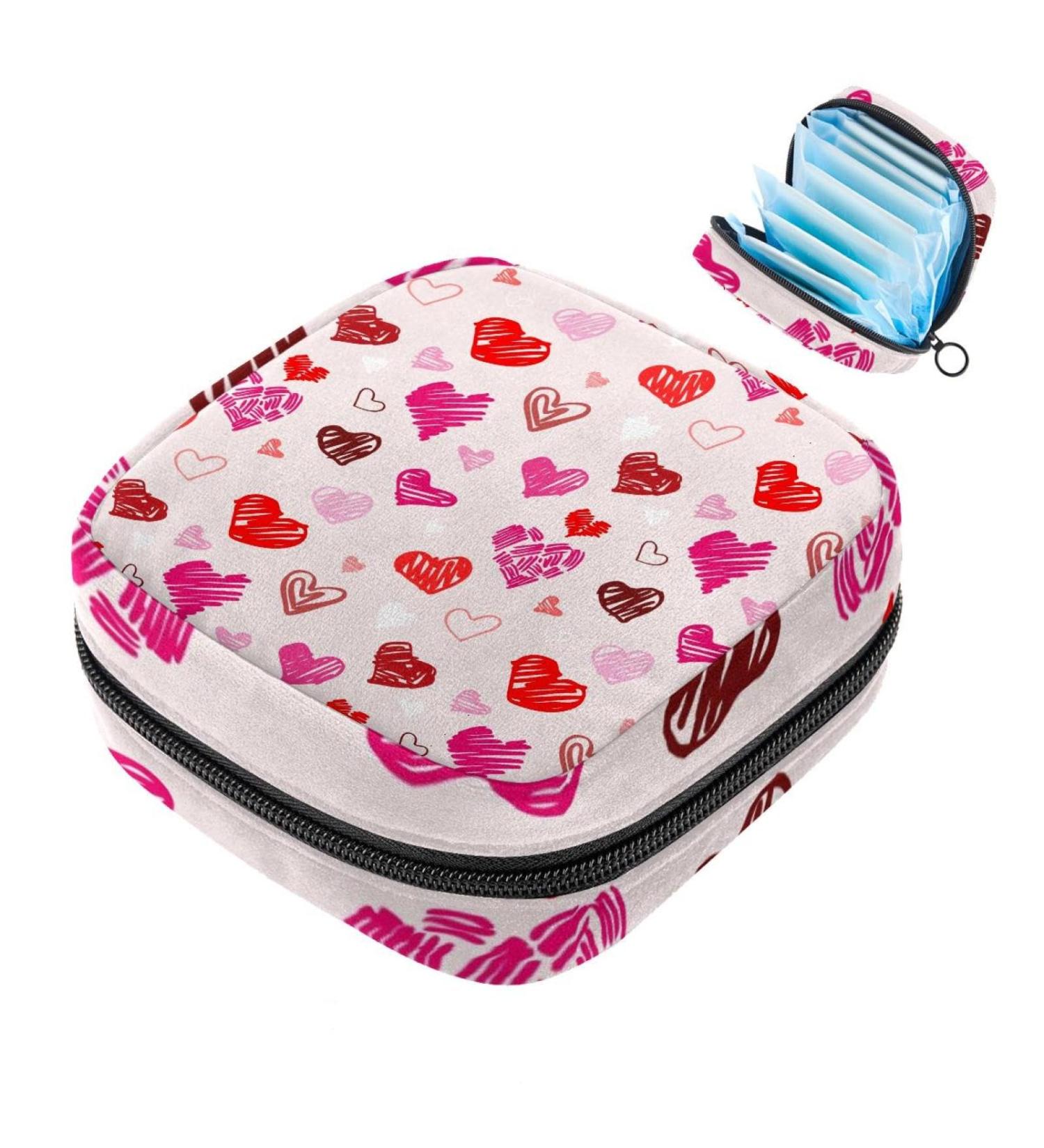 MUOOUM Color Love Heart Sanitary Napkin Storage Bag | Portable Menstrual Cup Pouch & Nursing Pad Holder | Multi-colored - Buy Online on GoSupps.com