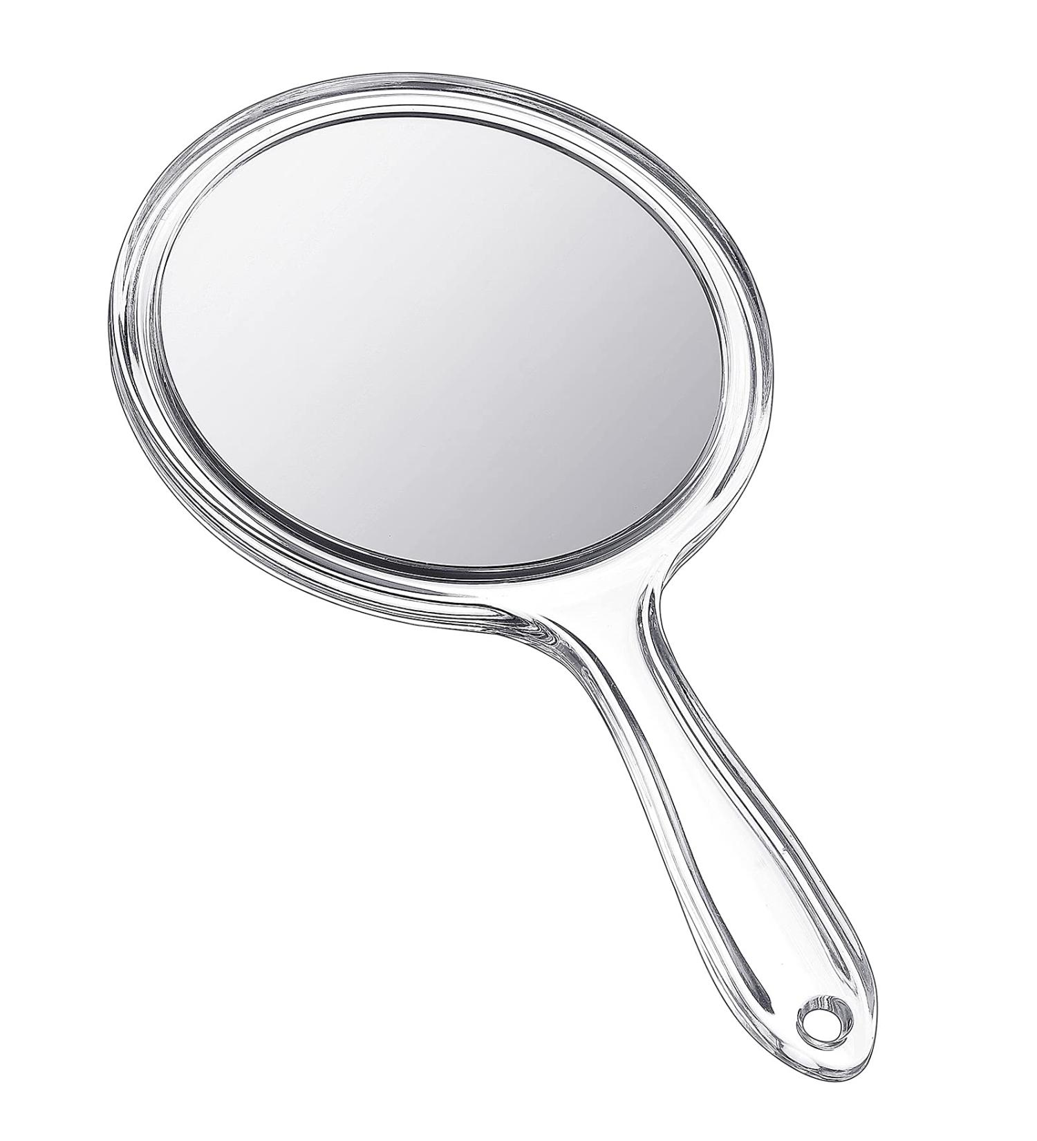 Queekay Clear Double-Sided Handheld Mirror - 1x/2x Magnification Travel-Friendly Cosmetic Mirror for Makeup - Buy Online on GoSupps.com