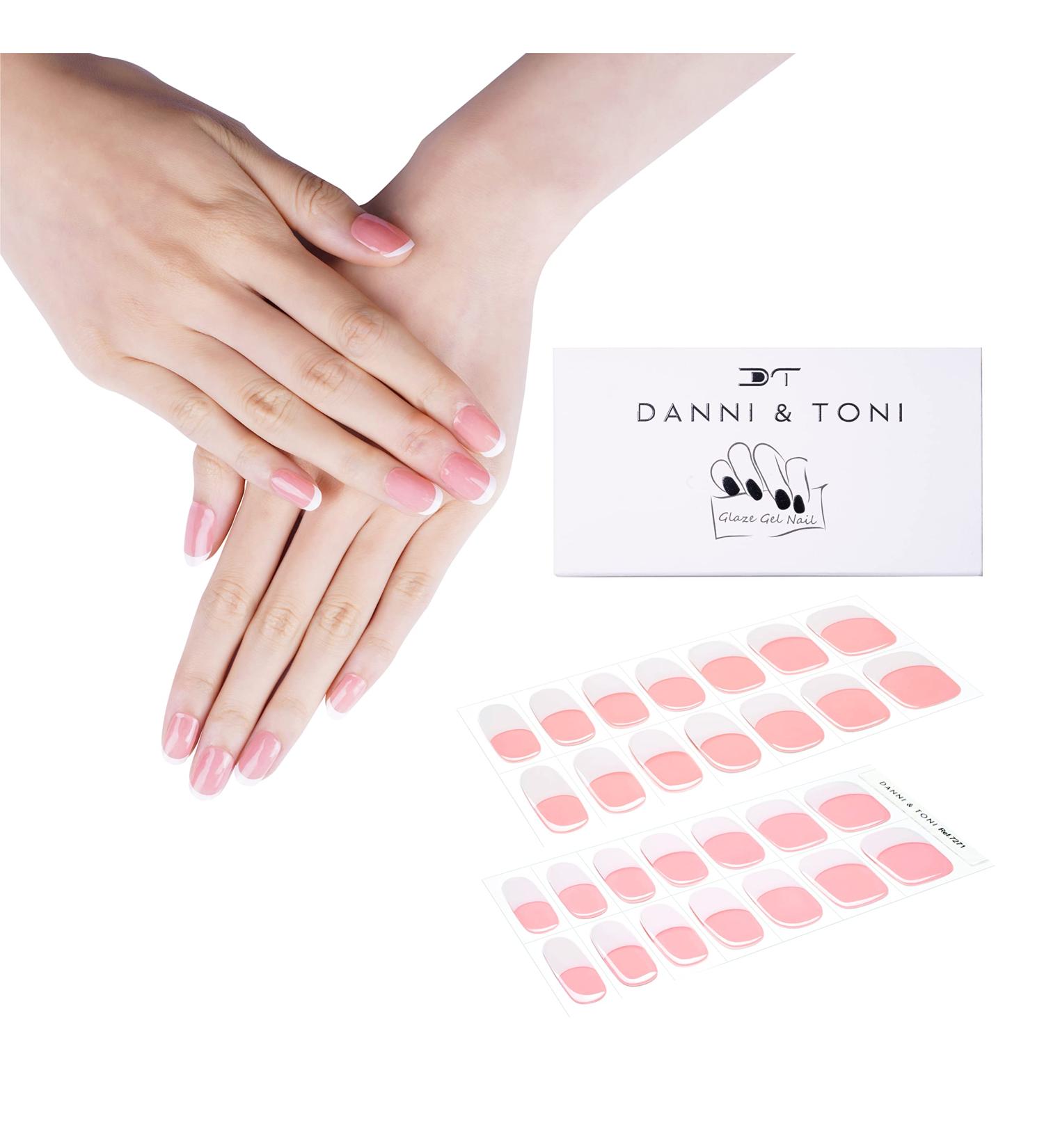 DANNI & TONI Semi Cured Gel Nail Strips - Nude French Tips | Long Lasting Stick-on Wraps (28 Stickers) - Buy Online on GoSupps.com