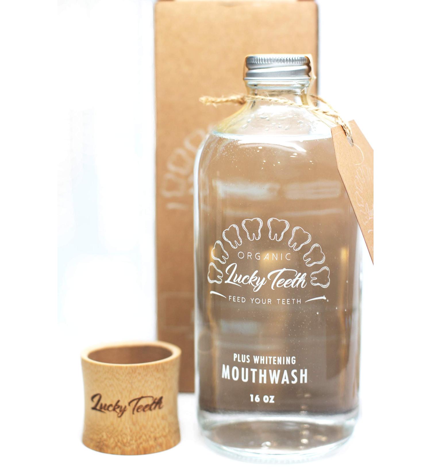 Organic Whitenening Mouthwash - Food Grade Peroxide + Essential Oils - Vegan & Cruelty Free - 16 oz Glass Jar - Buy Online on GoSupps.com