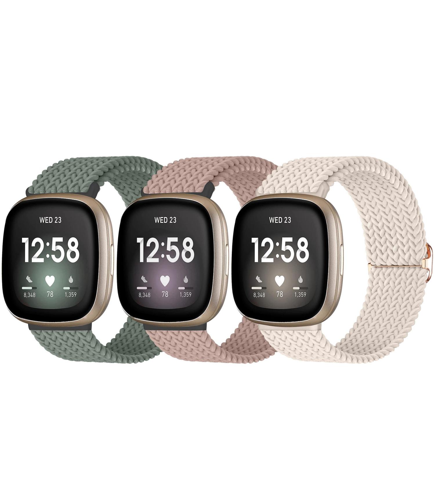 Chinbersky 3-Piece Nylon Bracelet Set for Fitbit Versa 3/4 & Sense/Sense2 - Soft Adjustable Sports Bands for Men & Women - Star Light/Meat Bar/Pine Needlebar - Buy Online on GoSupps.com