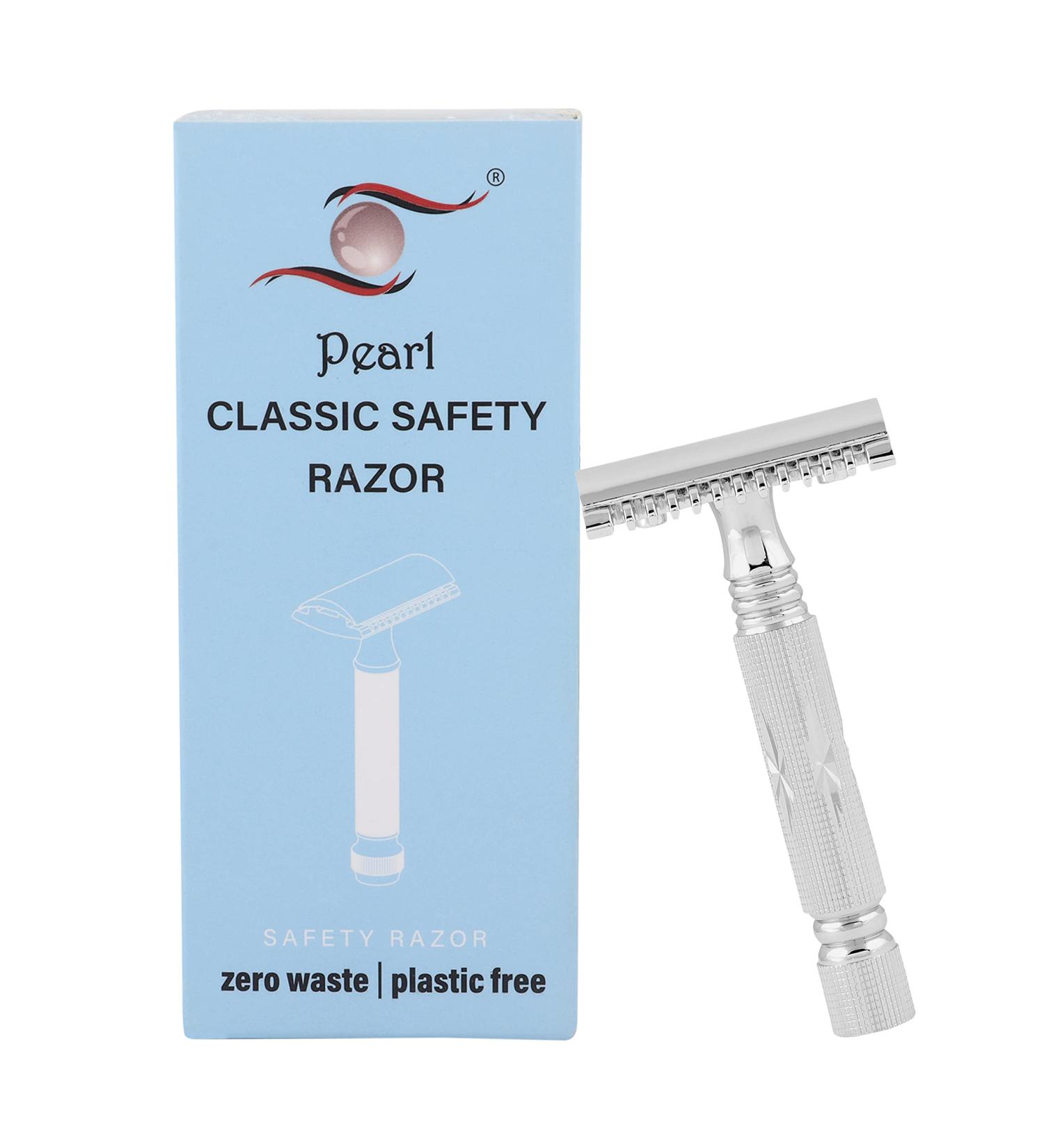 Pearl Double Edge Open Comb Safety Razor for Men - Eco-Friendly Brass Metal Razor | Premium Shaving Kit for Valentine's Gift - Buy Online on GoSupps.com