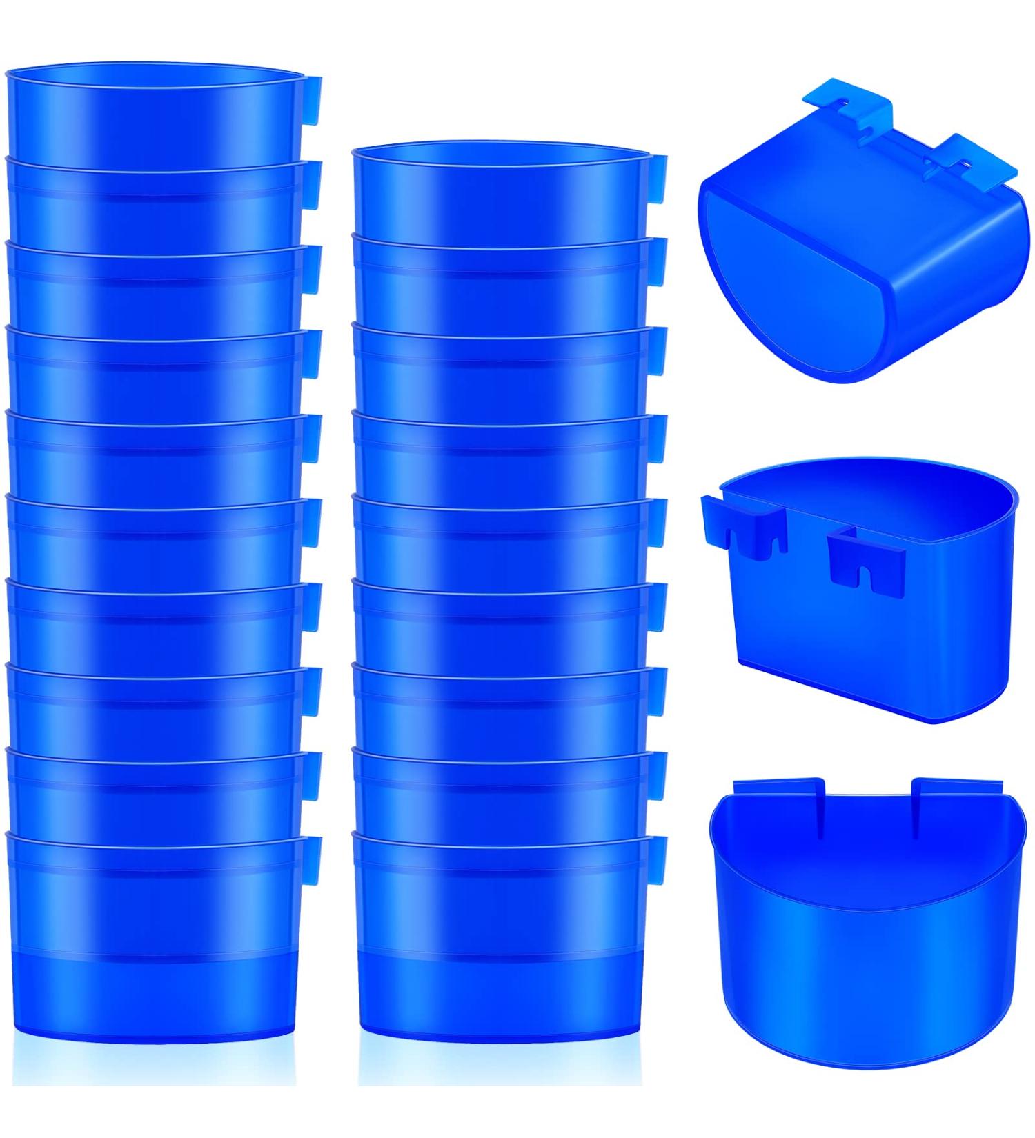 30 Pcs Cage Cups Bird Feeders - Hanging Waterer & Food Bowl for Pet Birds & Poultry - Blue - Buy Online on GoSupps.com