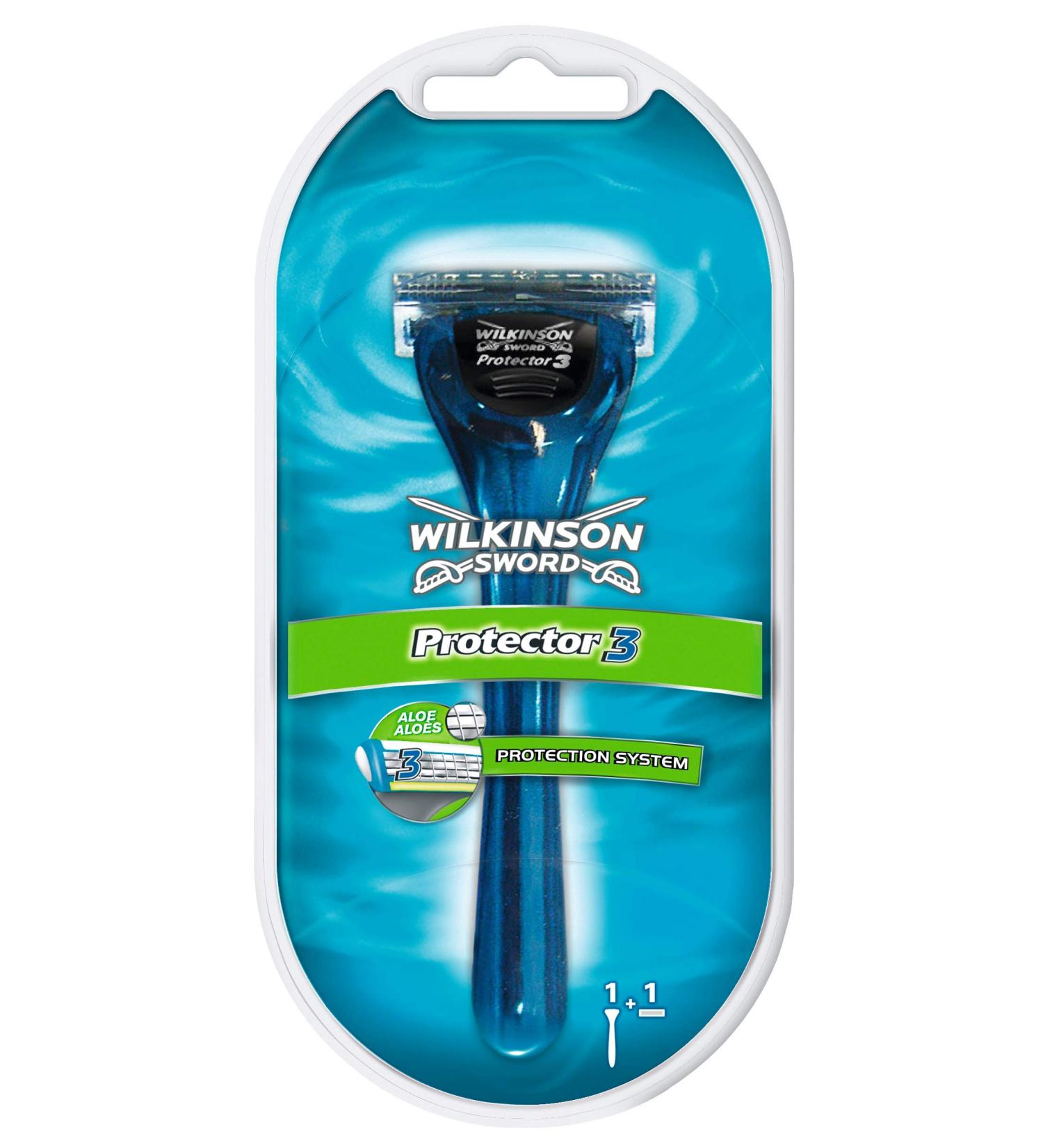 Wilkinson Sword Protector 3 for Men - Smooth Shave Razor with Handle and 1 Blade Refill - Buy Online on GoSupps.com