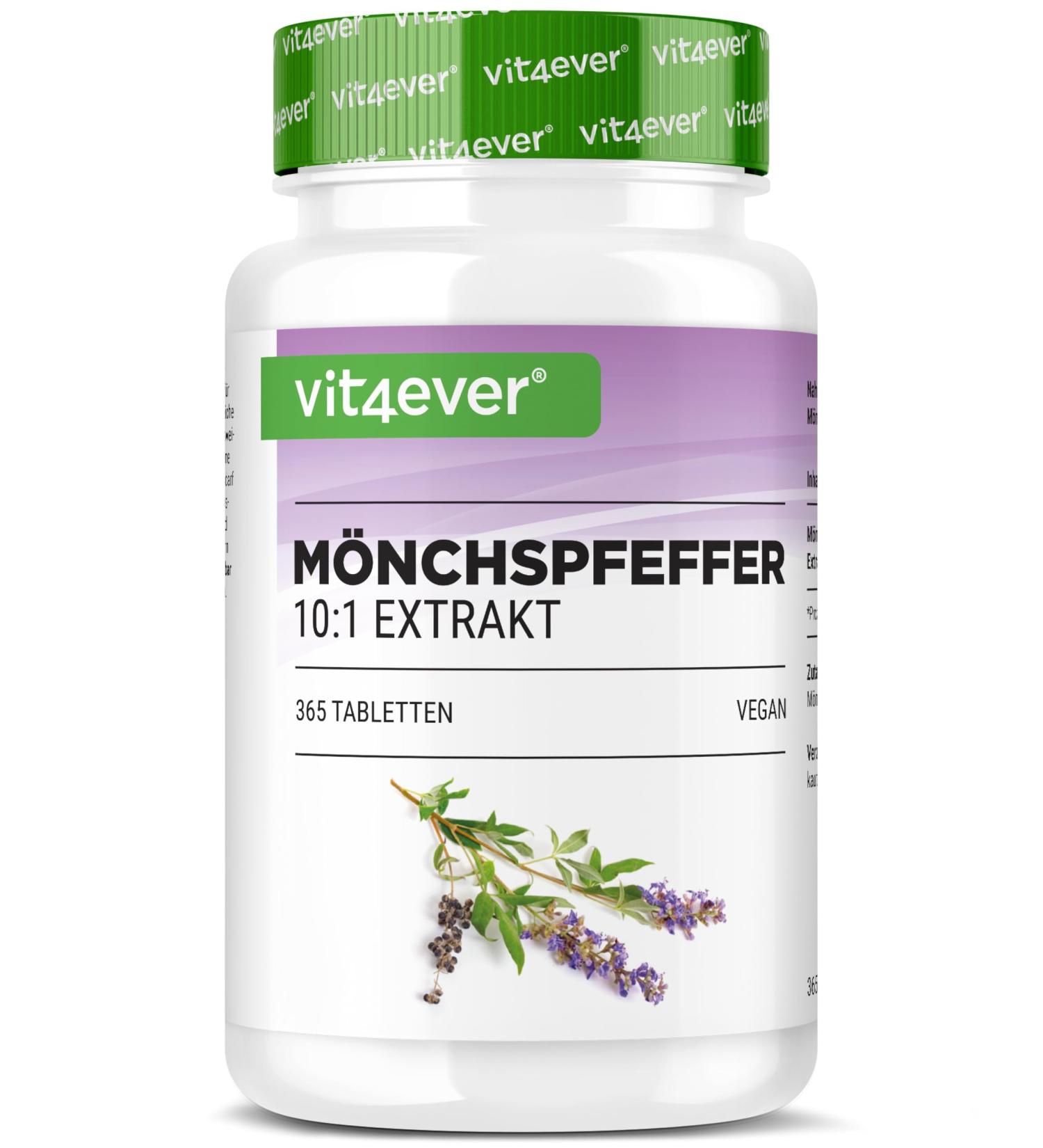 Poivre du moine - 365 comprim s - Hautement dos avec 20 mg d'extrait de poivre du moine de haute qualit (10:1) correspond 200 mg de poivre du moine pur (Vitex Agnus Castus) - Sans additif ind sir - Buy Online on GoSupps.com