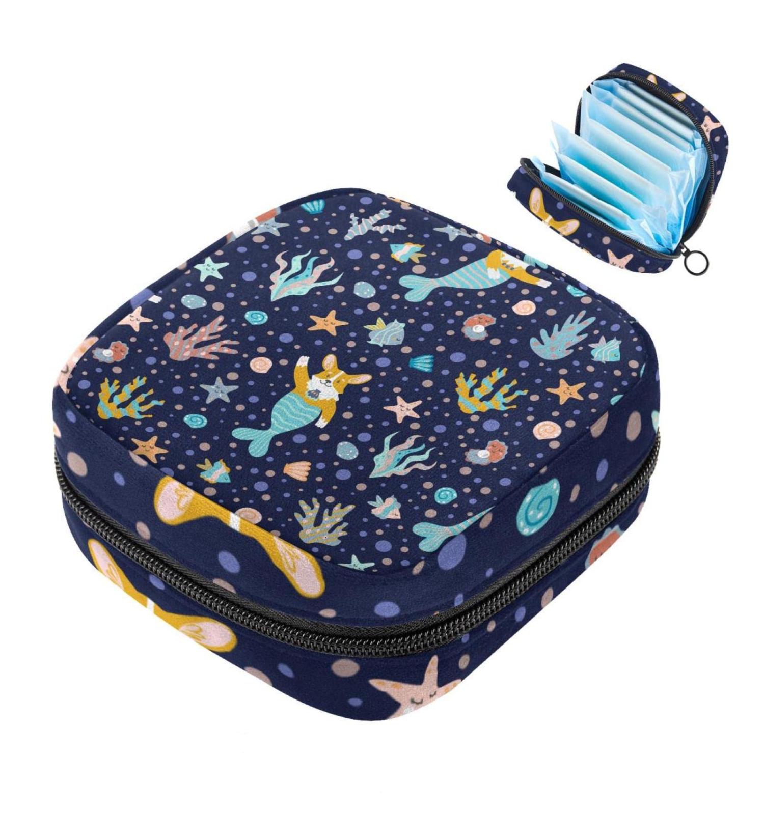 Funny Corgi Mermaid Storage Bag - Stylish Menstrual Pad & Cup Holder for Teens & Women - Buy Online on GoSupps.com